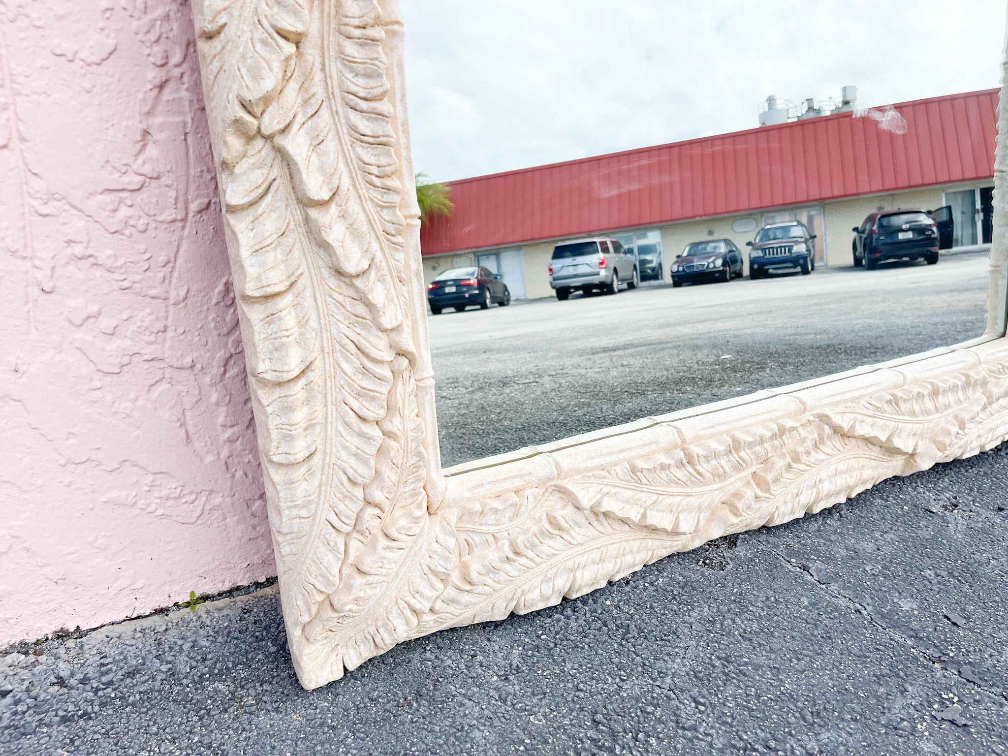 Large Plaster Palm Frond Mirror - Image 4