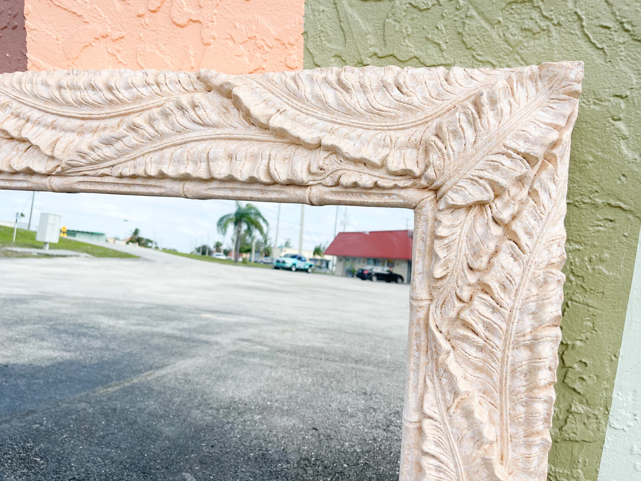Large Plaster Palm Frond Mirror - Image 5
