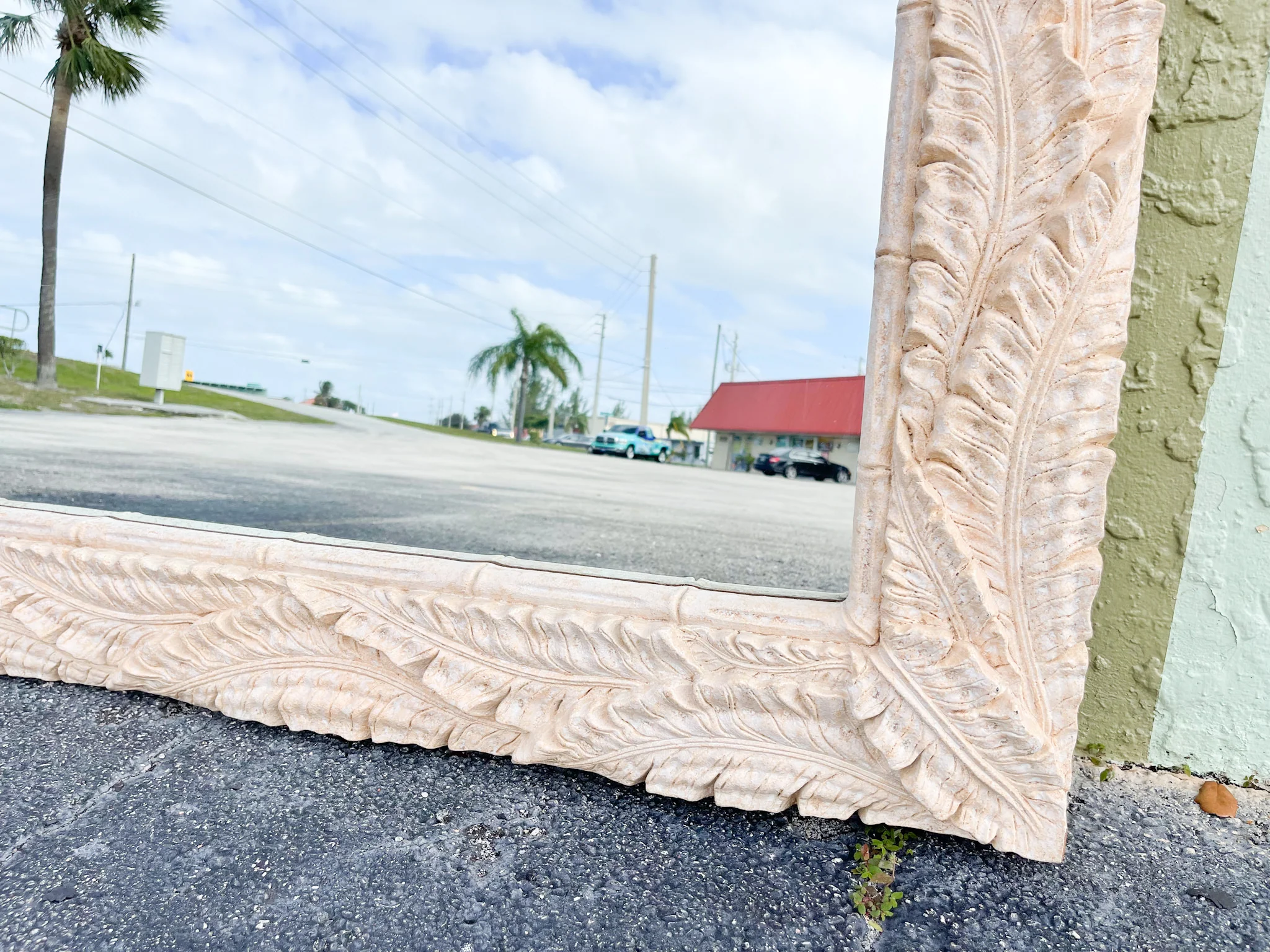 Large Plaster Palm Frond Mirror - Image 6