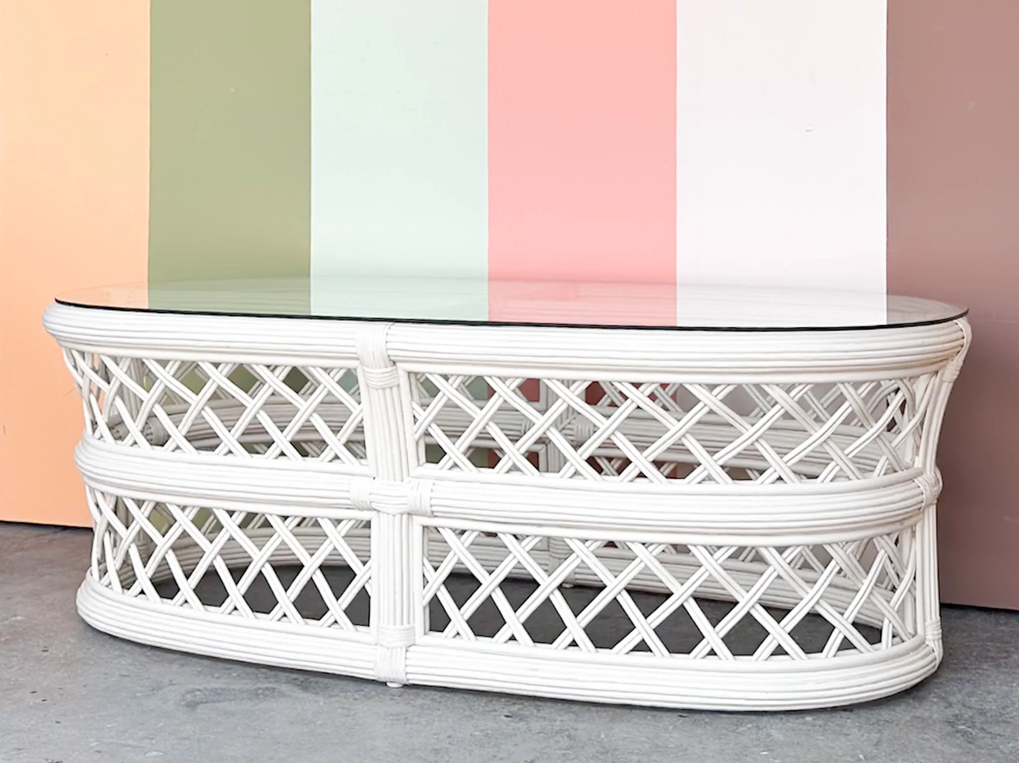 Lattice Rattan Coffee Table - Image 4