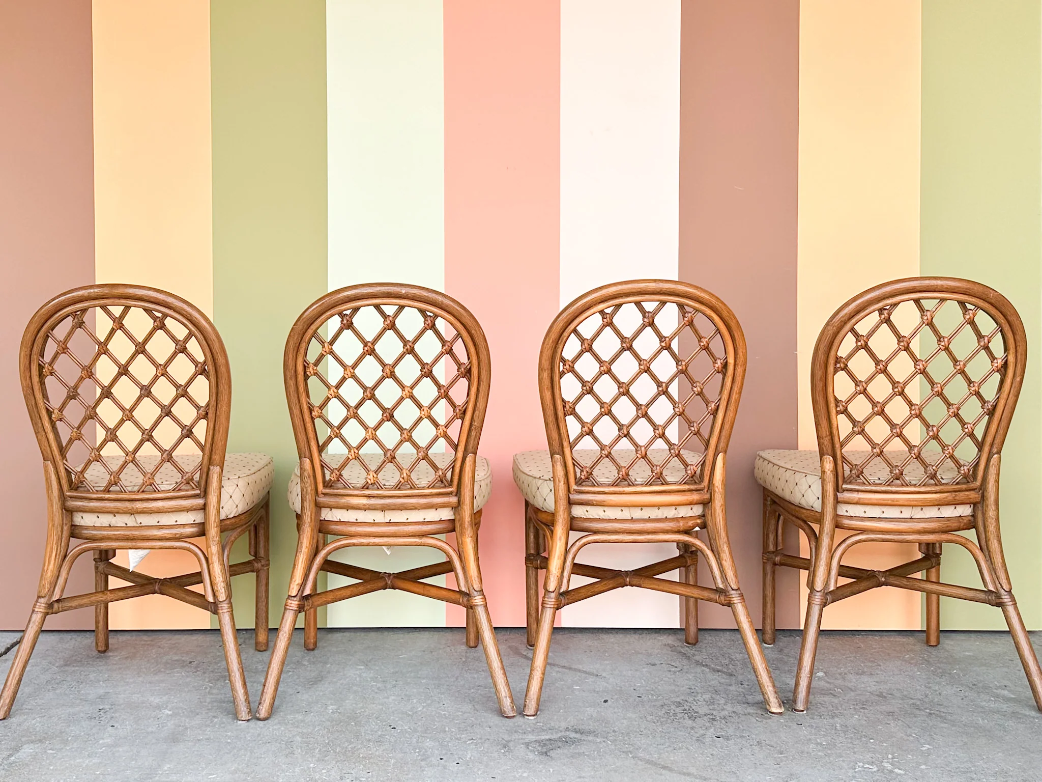 Lattice Rattan Game Table and Chairs - Image 10