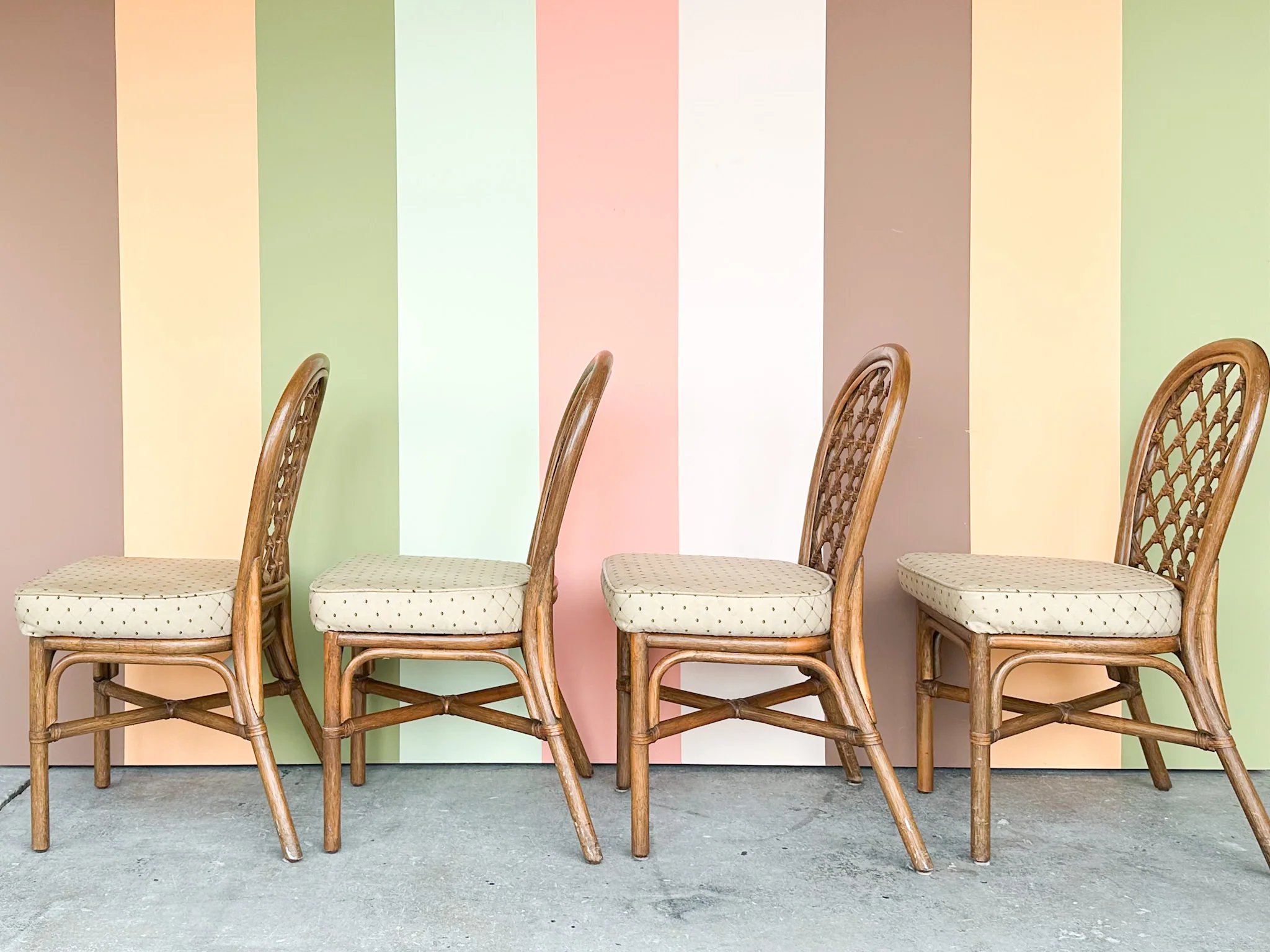 Lattice Rattan Game Table and Chairs - Image 11