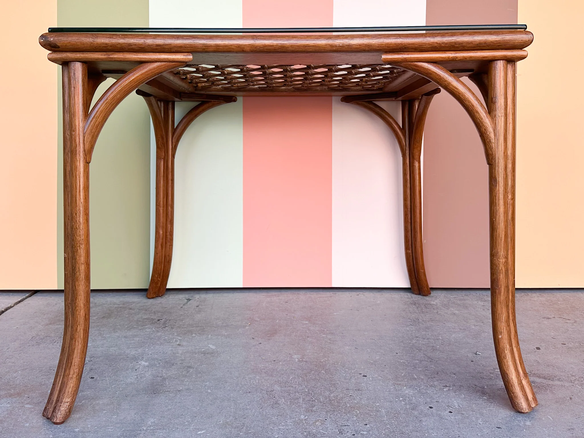 Lattice Rattan Game Table and Chairs - Image 4
