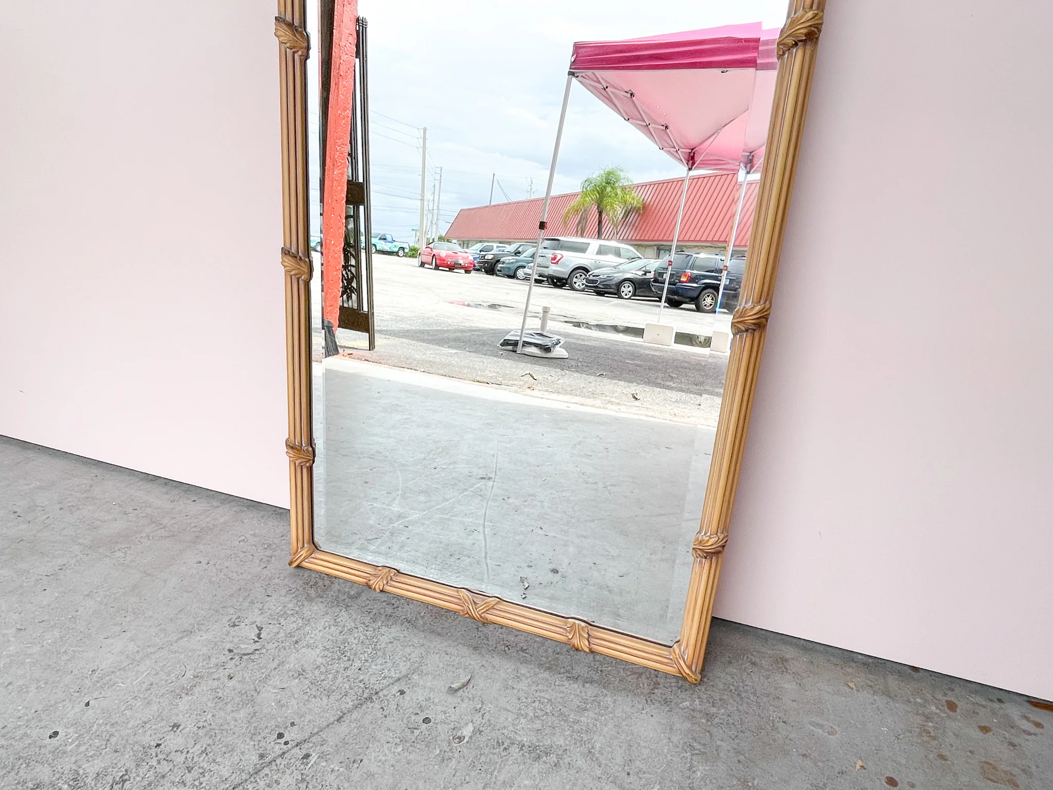 Faux Bamboo Leaf Mirror - Image 4