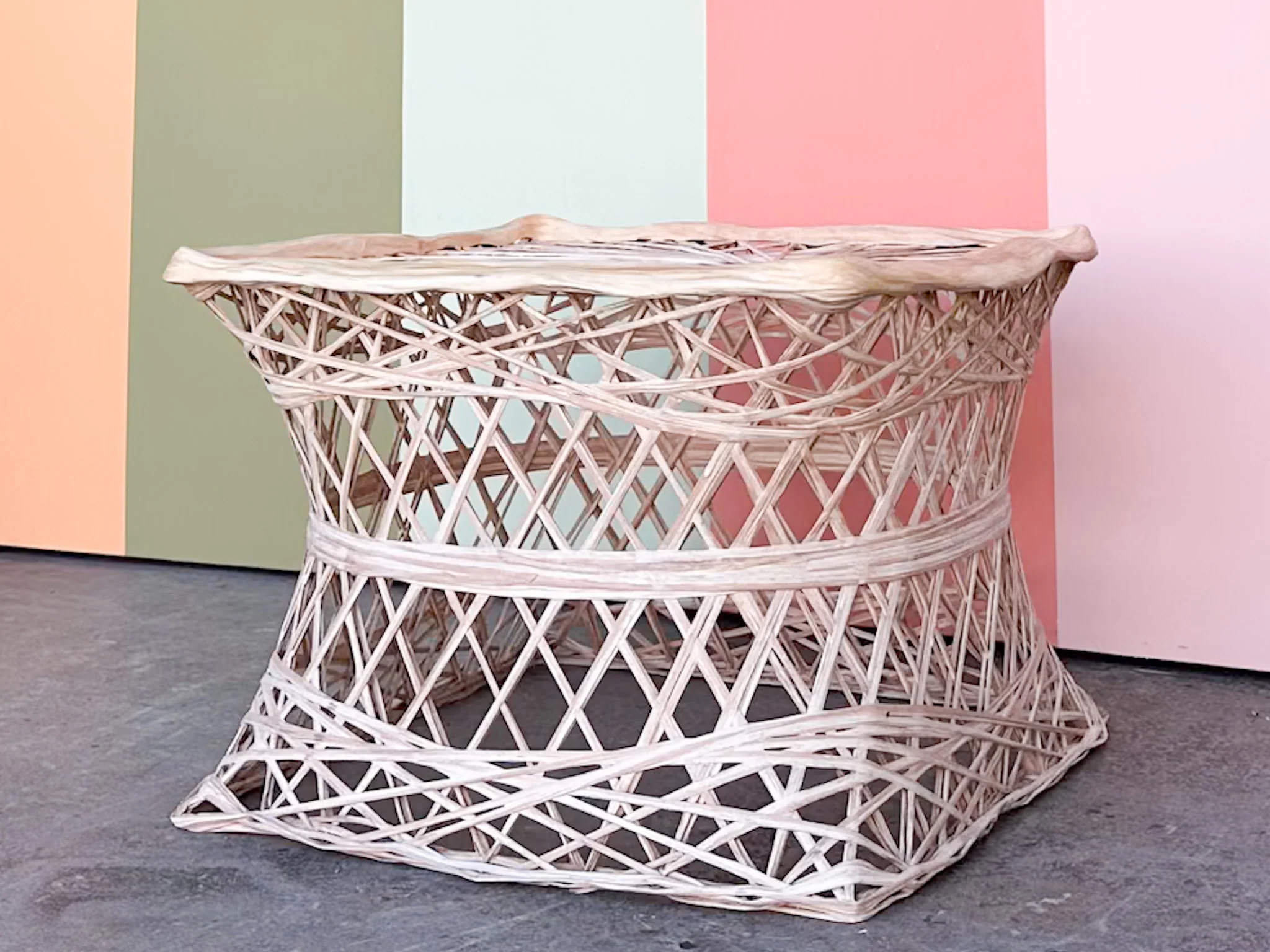 Marbled Pink Webspun Ottoman - Image 2