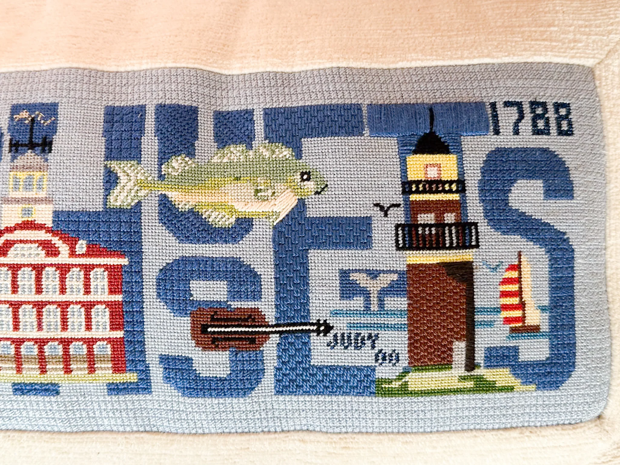Massachusetts Needlepoint Pillow - Image 4