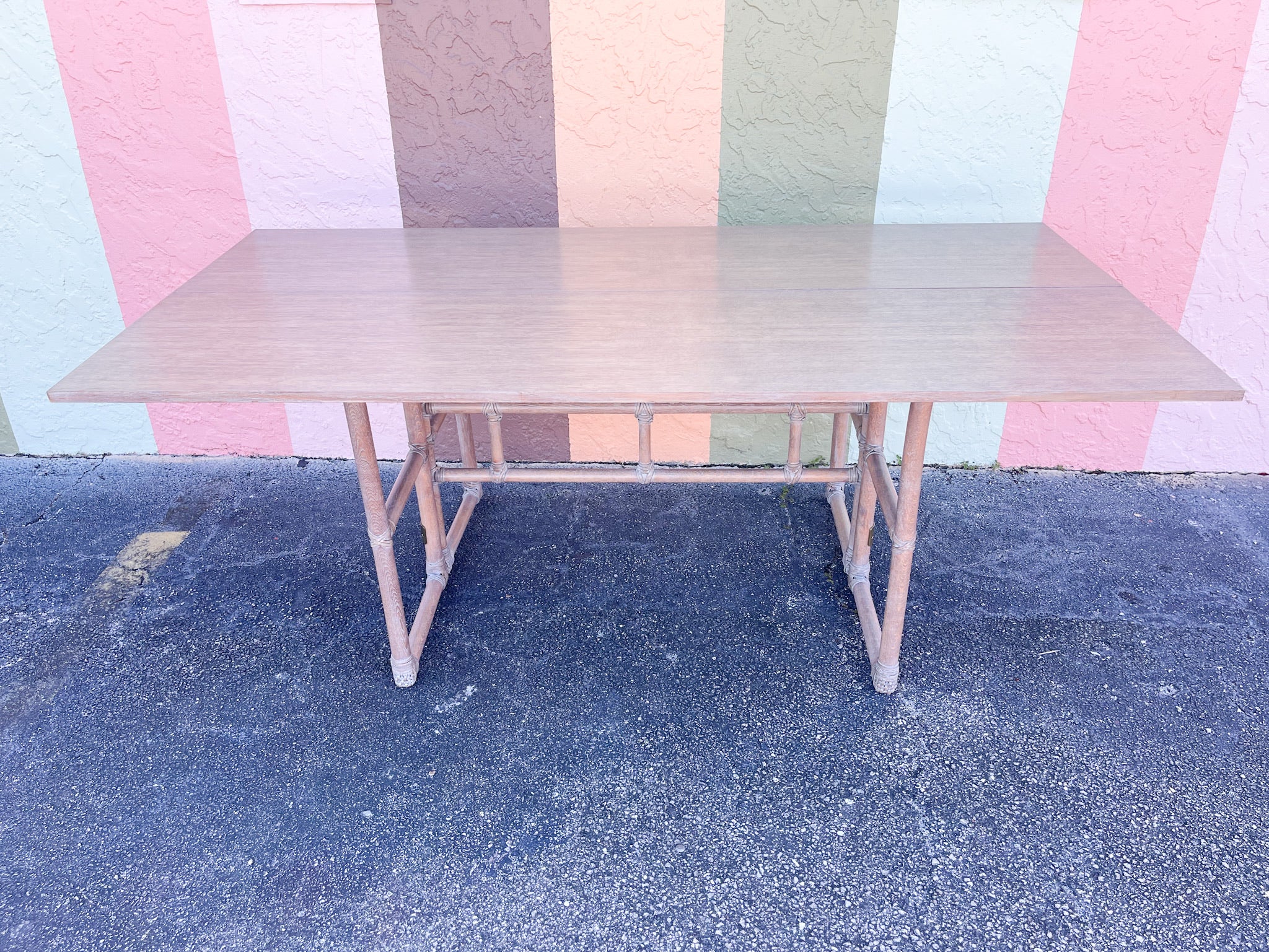 McGuire Flip Top Rattan Table - Image 2