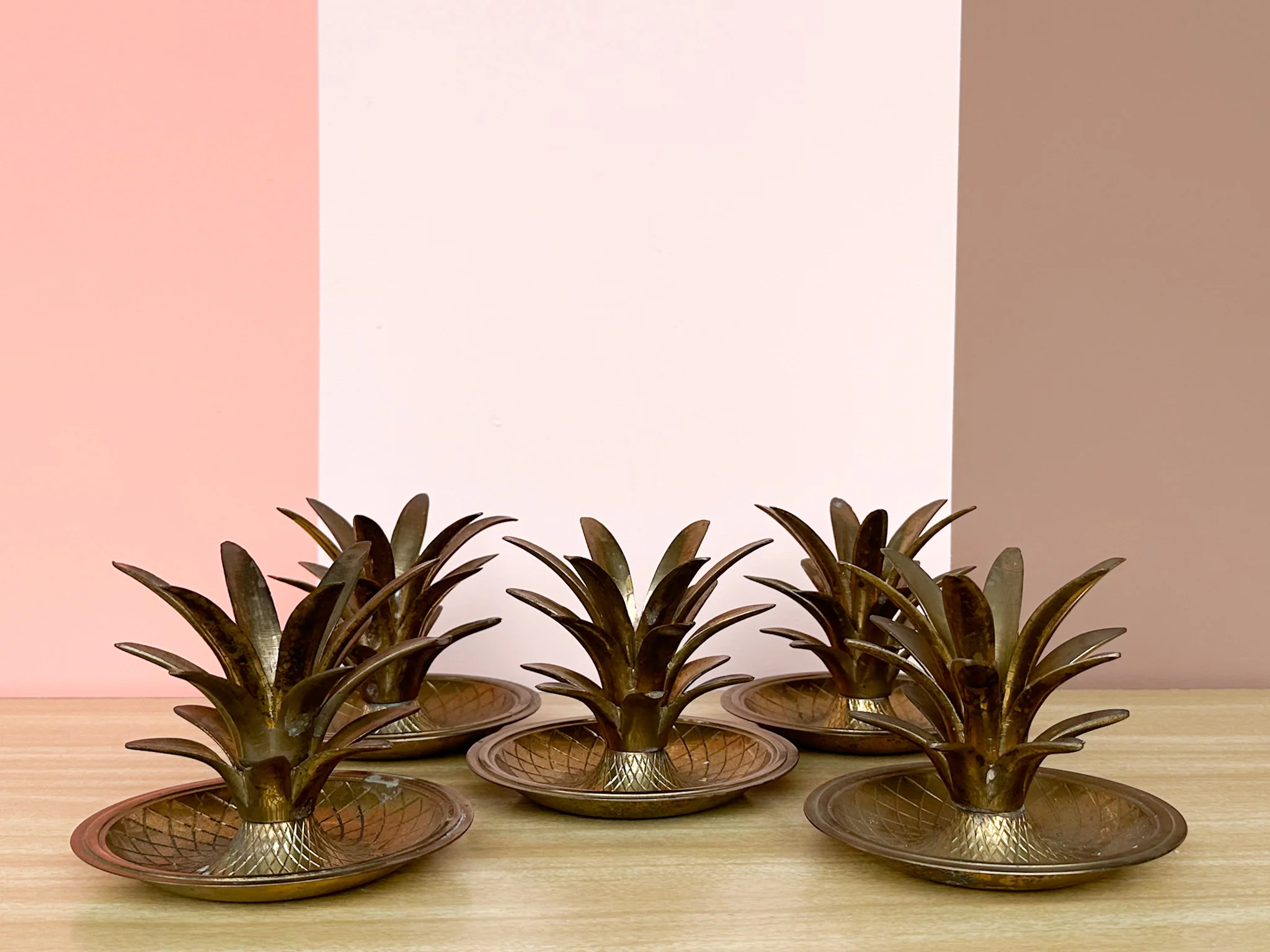MCM Brass Palm Candelabra Centerpiece - Image 2