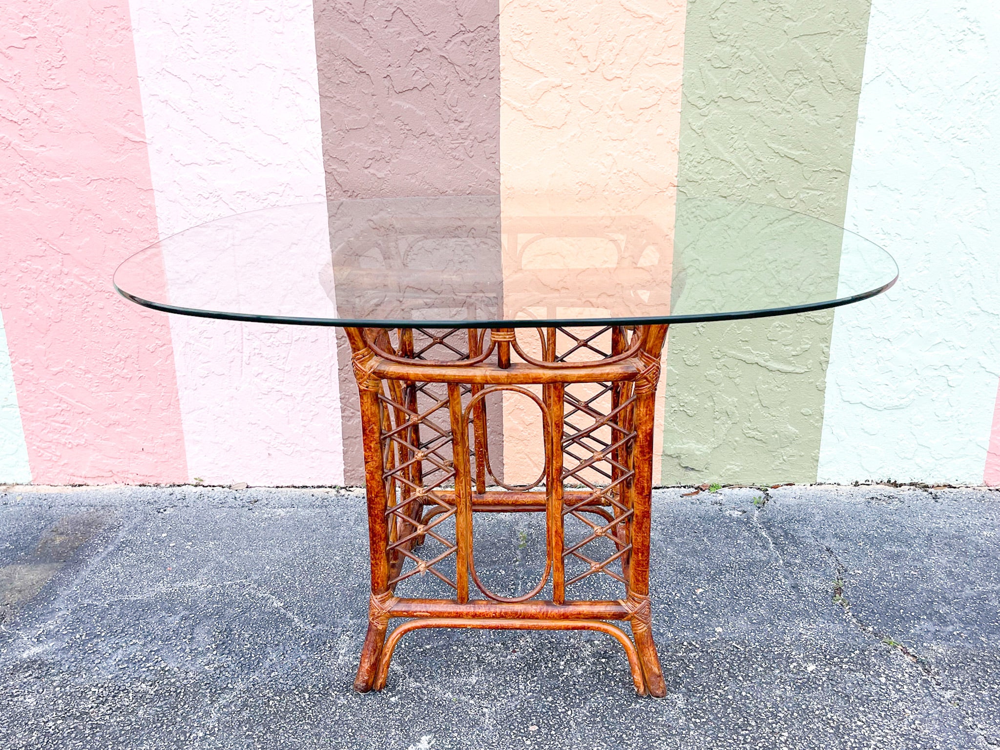 Tortoiseshell Rattan Dining Table - Image 2