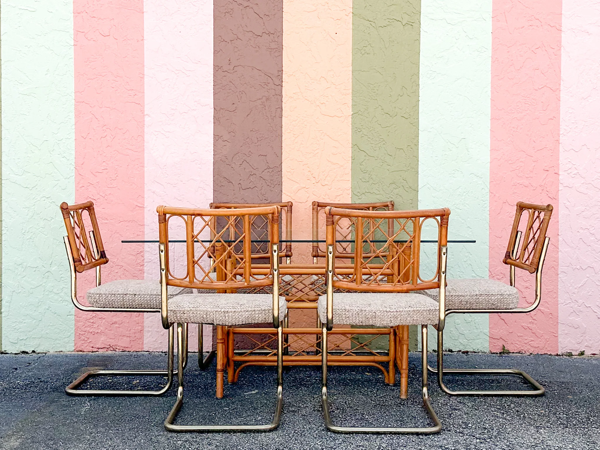 MCM Cantilever Rattan Dining Set - Image 2
