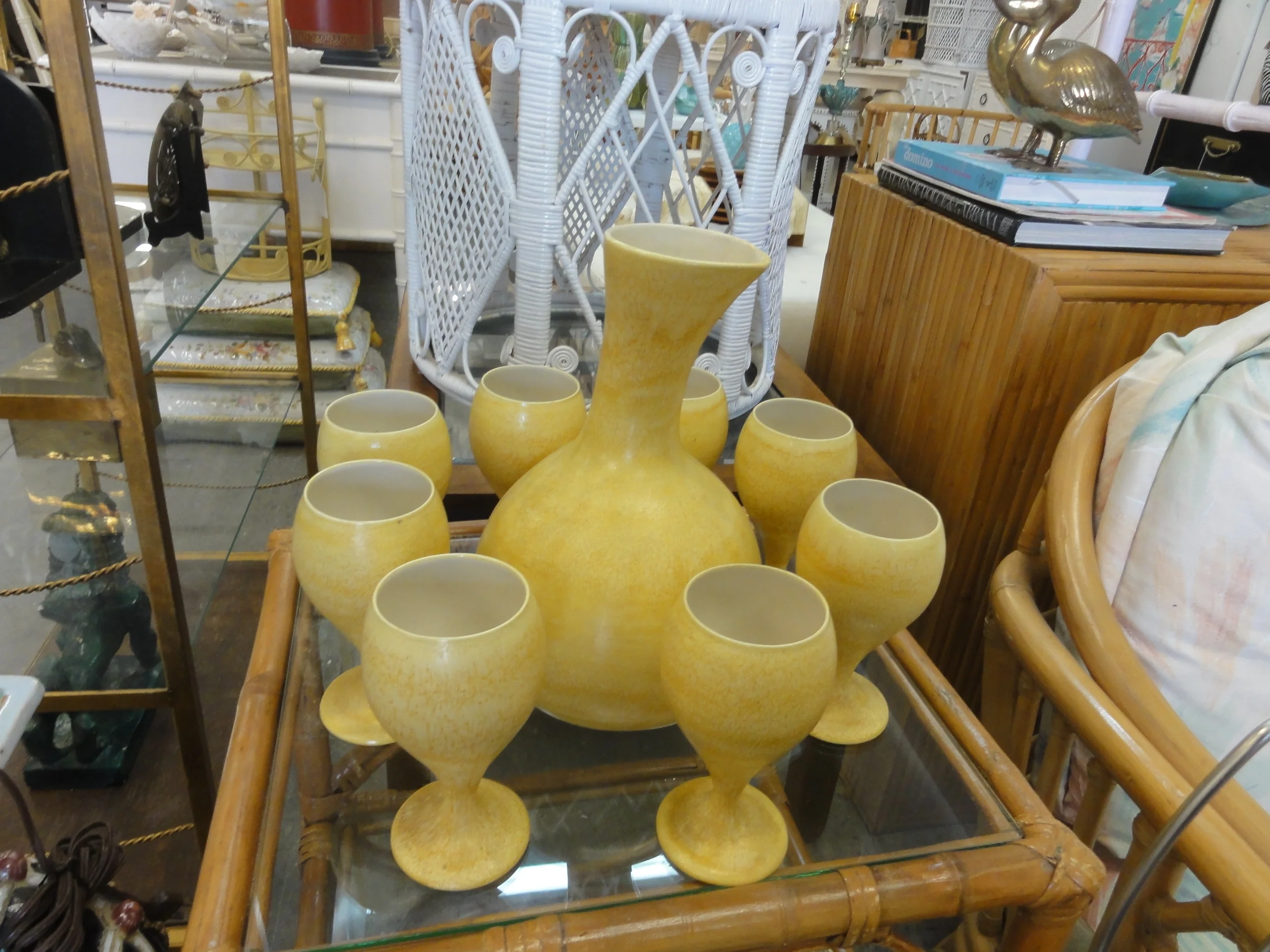 MCM Hawaiian Pottery Carafe & Goblet Set - Image 2
