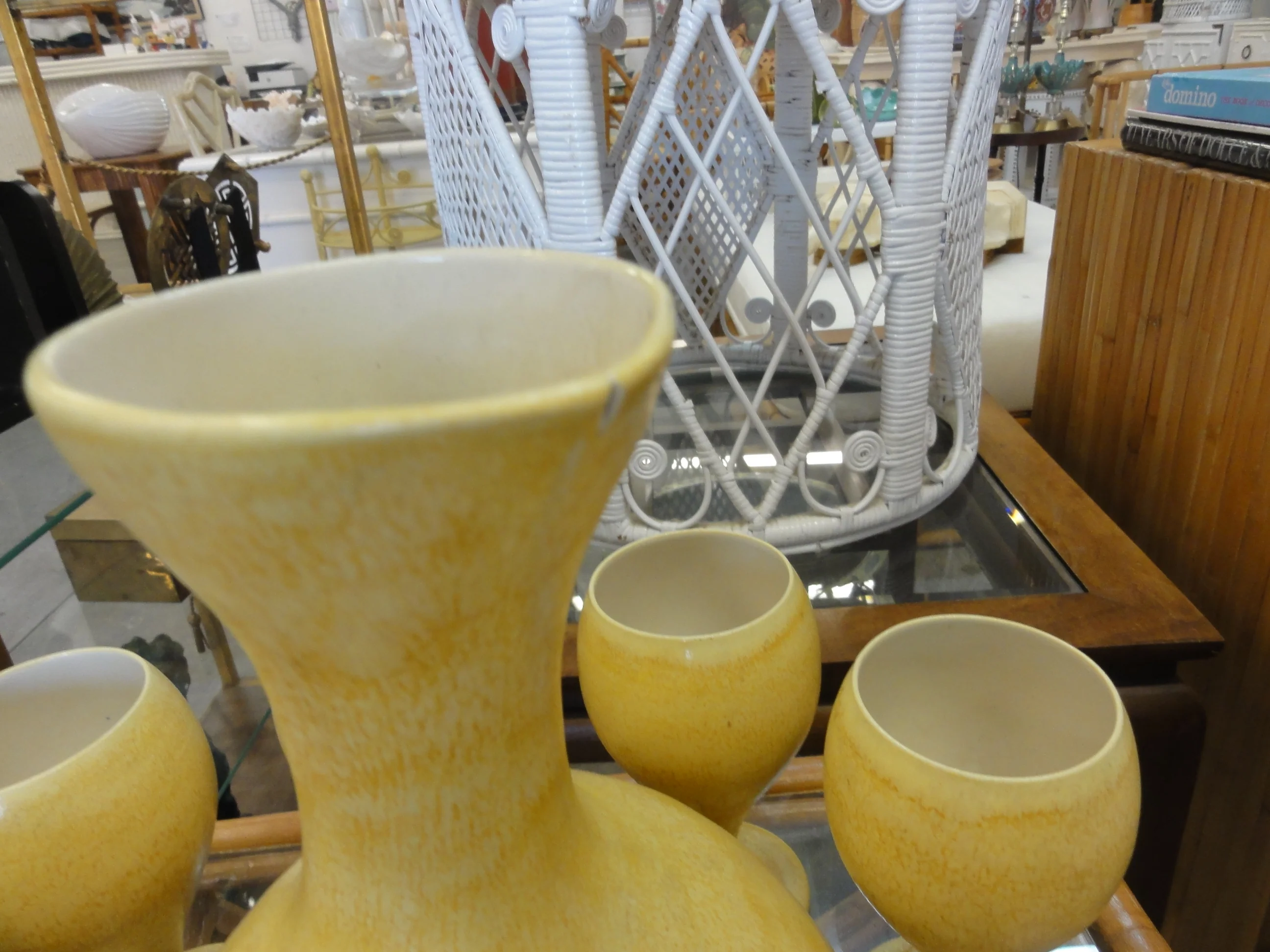 MCM Hawaiian Pottery Carafe & Goblet Set - Image 3