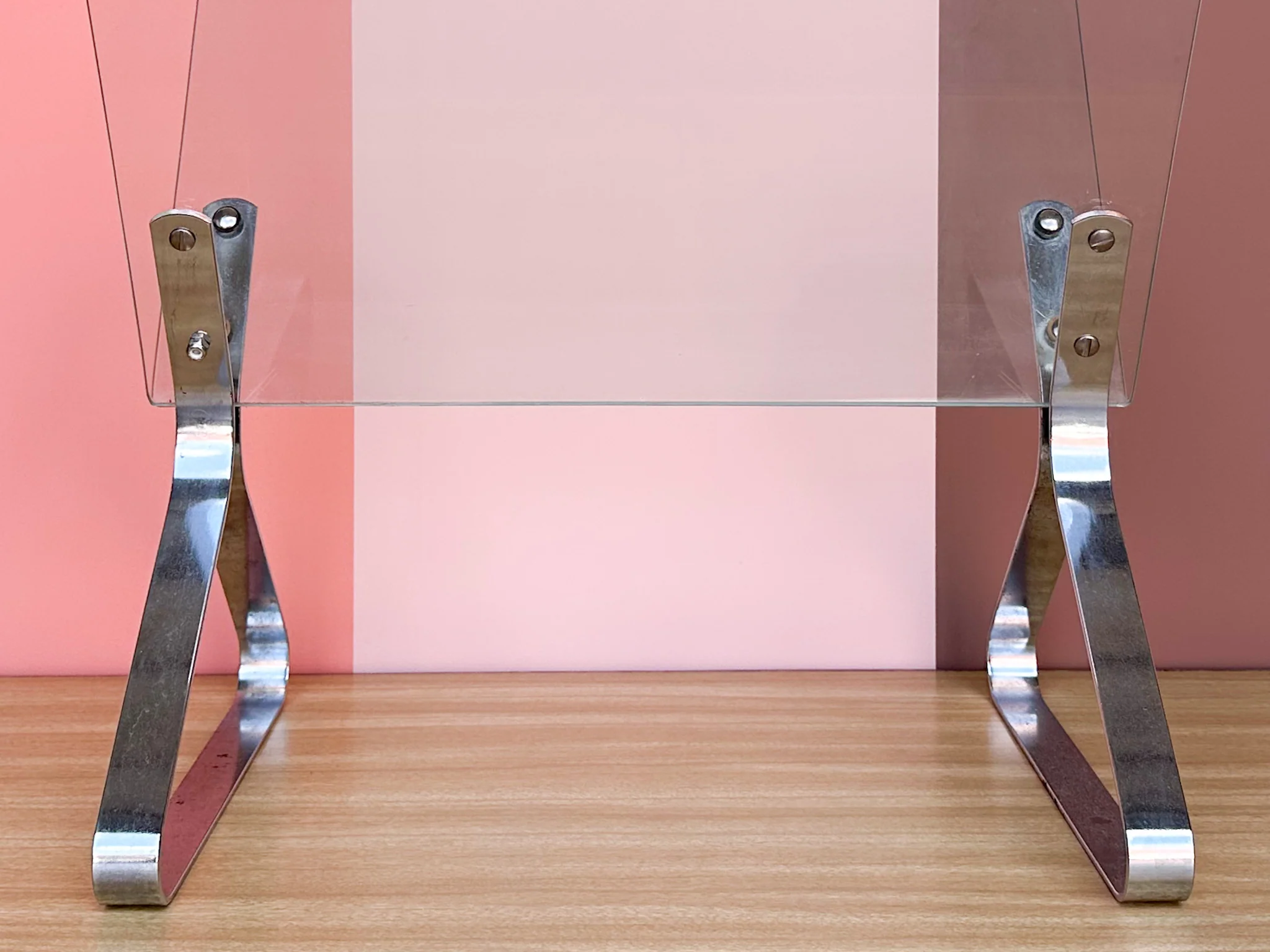 MCM Italian Chrome and Glass Magazine Rack - Image 7