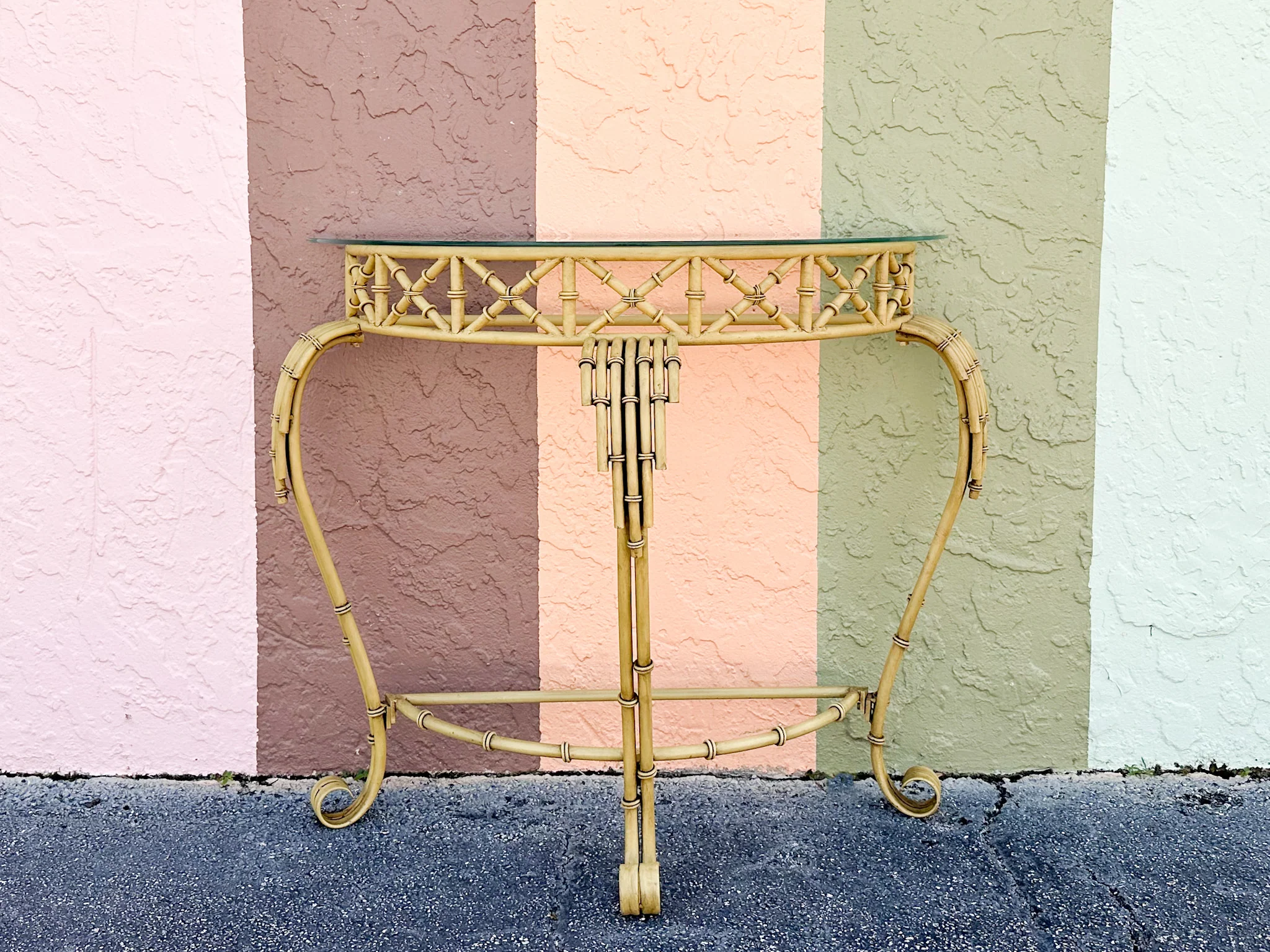 Metal Faux Bamboo Demilune - Image 20