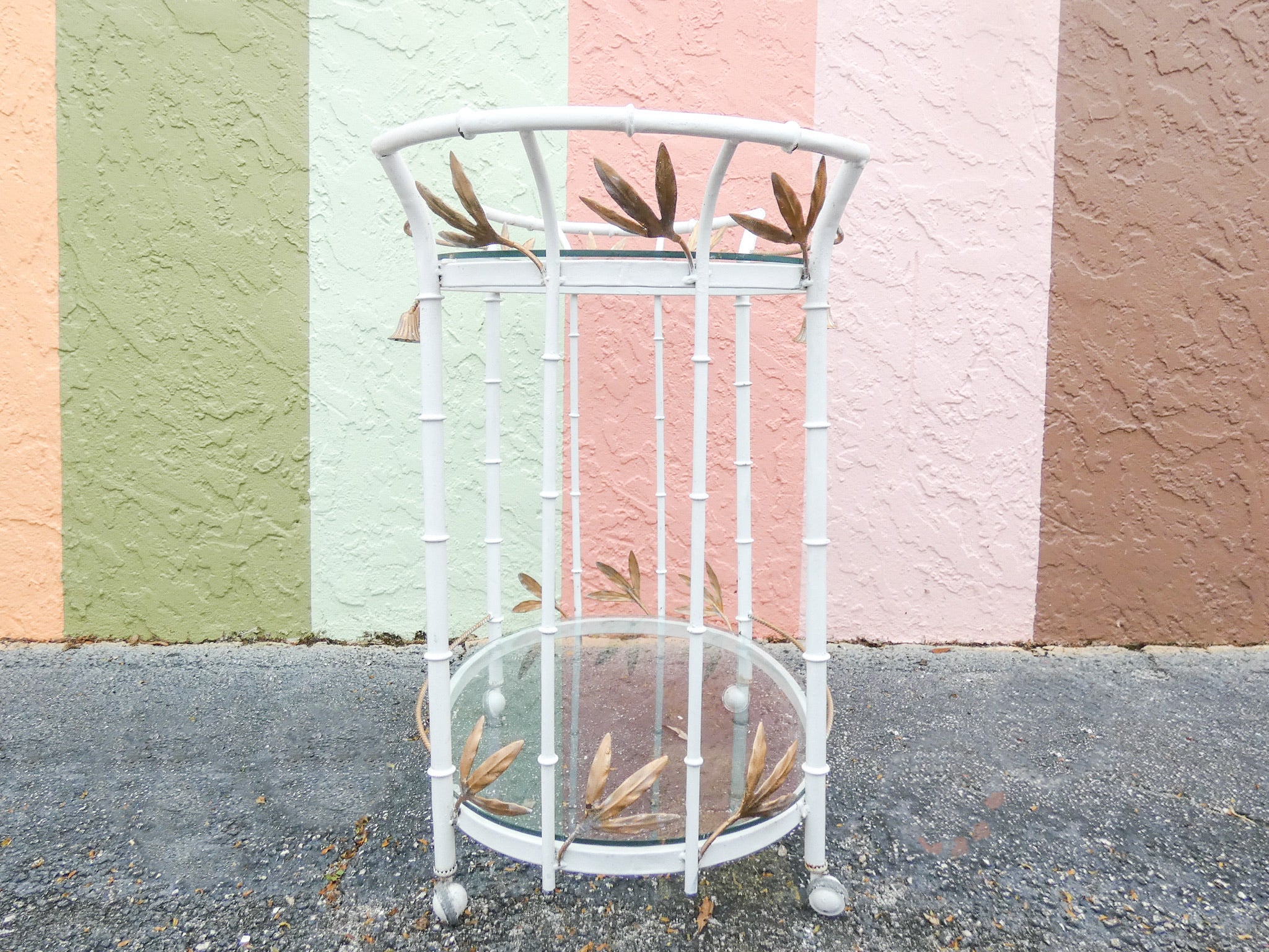 Metal Faux Bamboo Tassel Bar Cart - Image 7