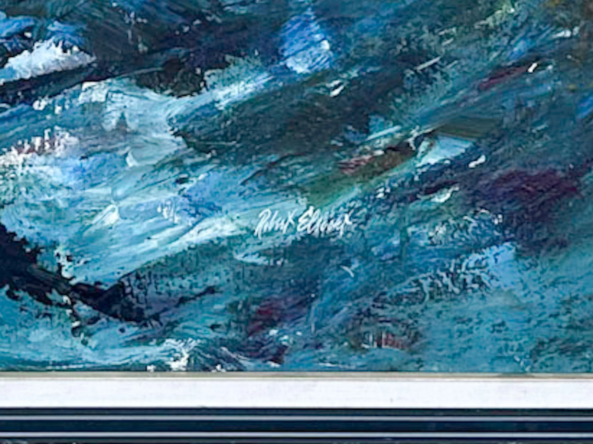 Mid Century Wild River Original Painting - Image 6