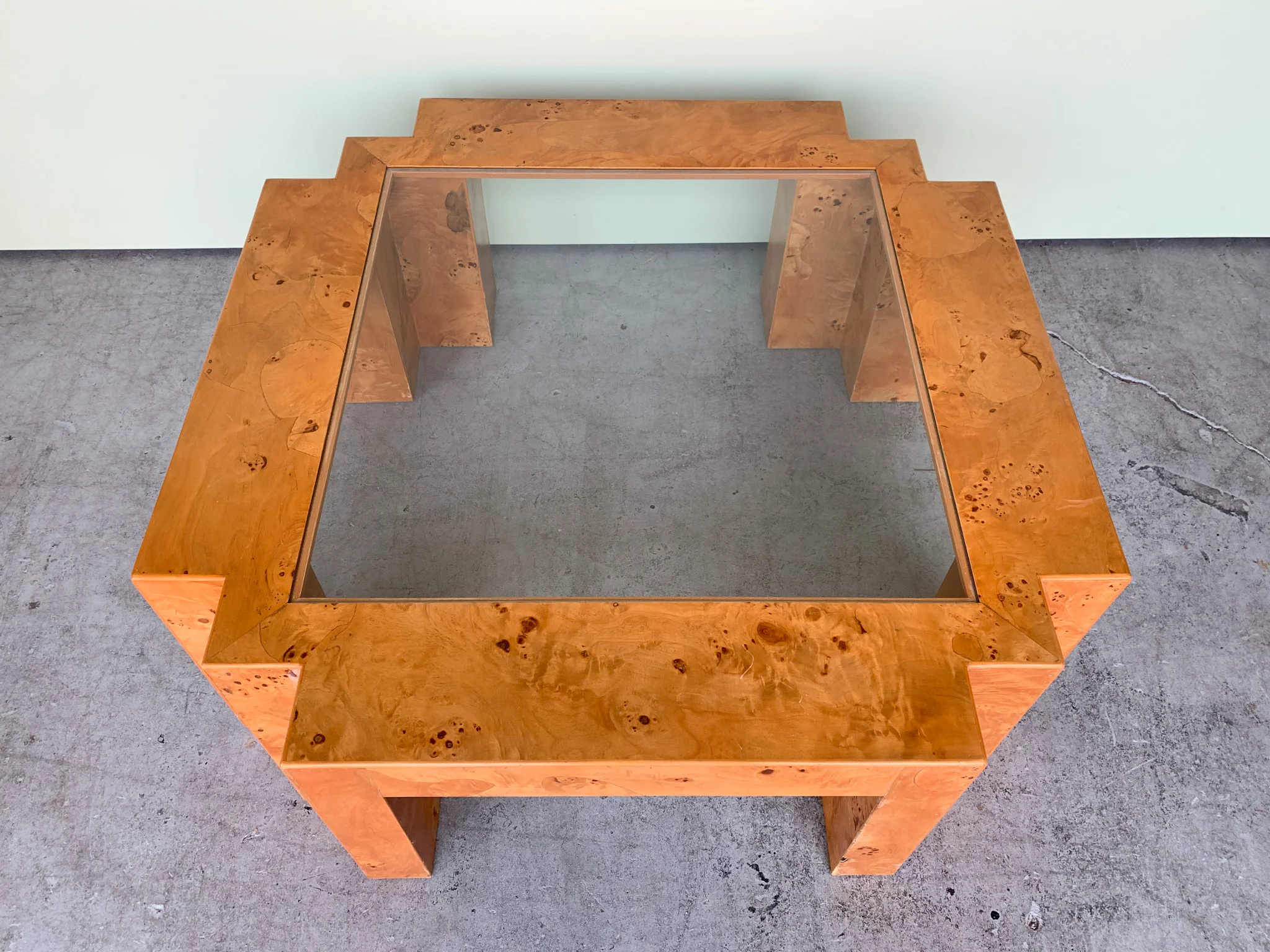 Milo Baughman Burlwood Cocktail Table
