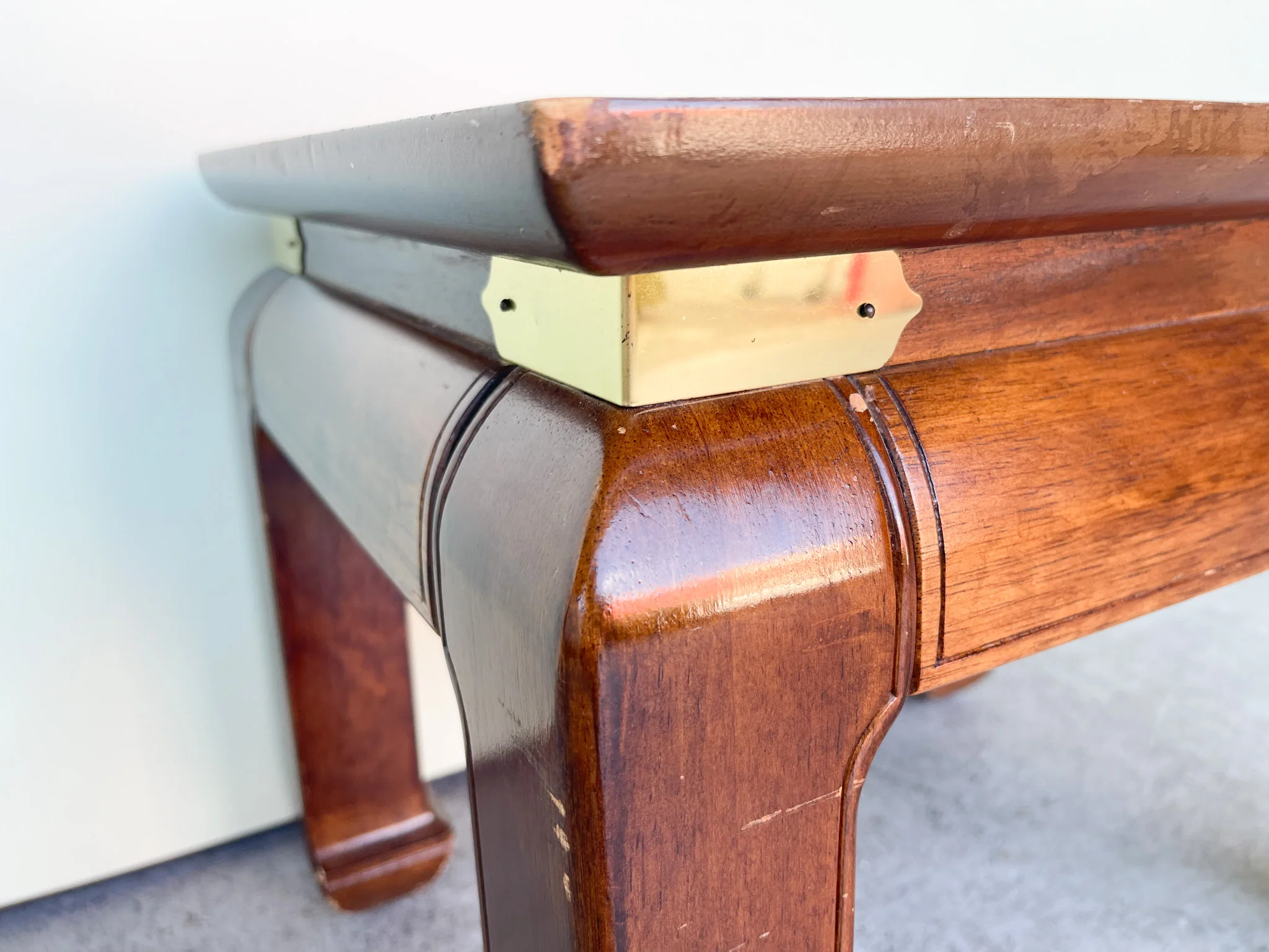 Ming Style Side Table with Brass Accents - Image 3
