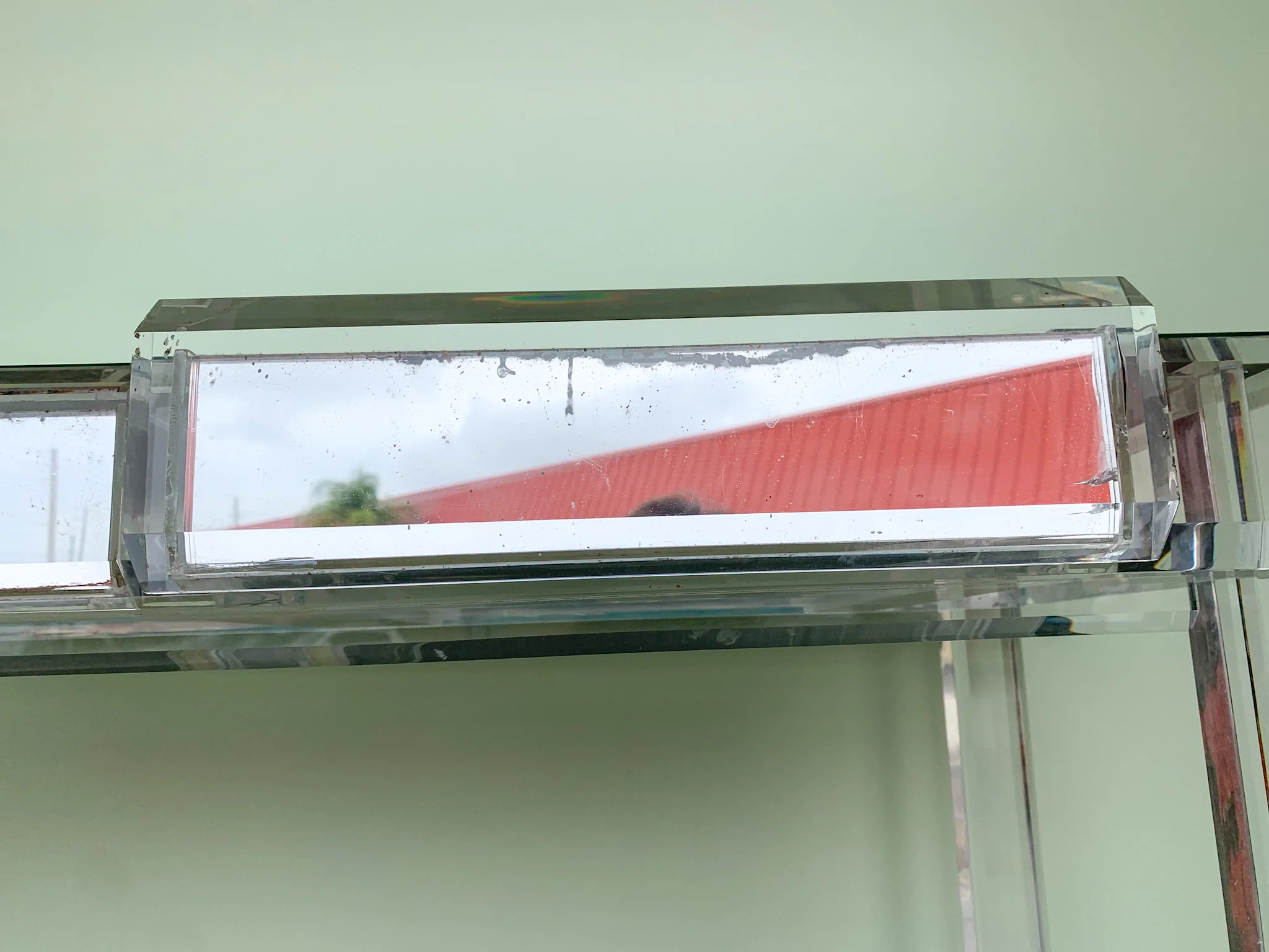 Modern Mirrored Lucite Vanity and Stool - Image 4