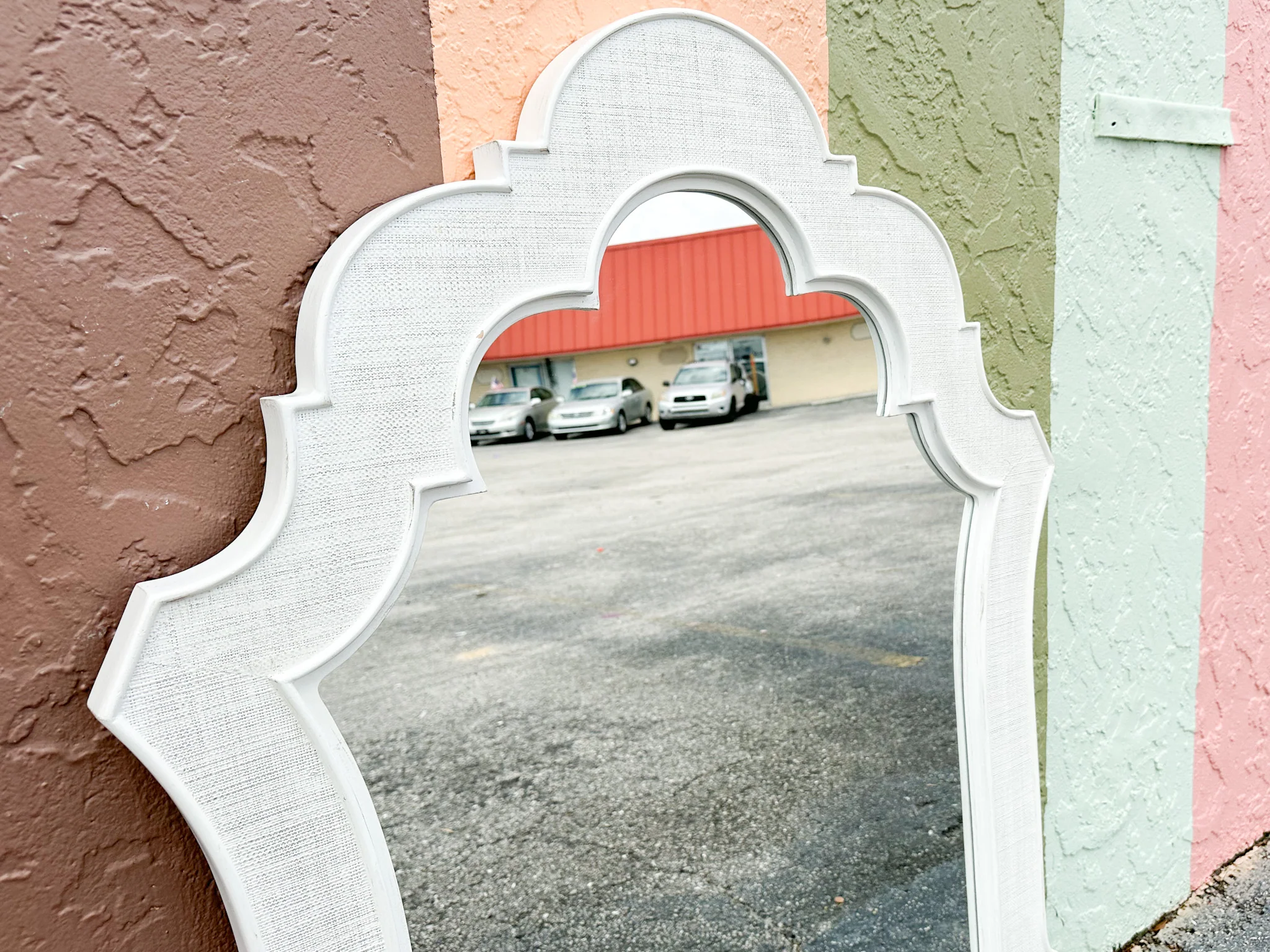 Moroccan Chic White Seagrass Mirror - Image 9