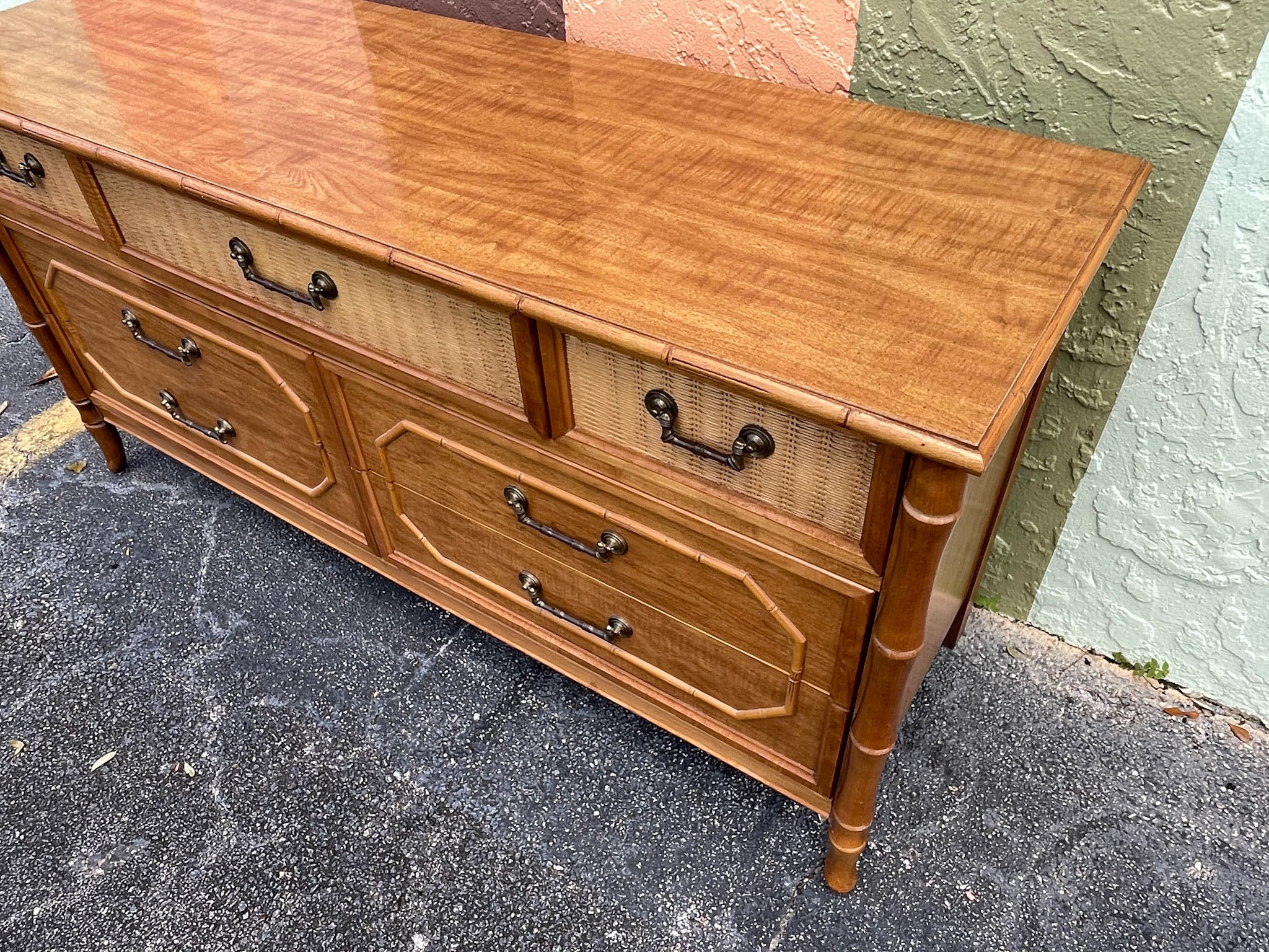 Natural Faux Bamboo Dresser - Image 2