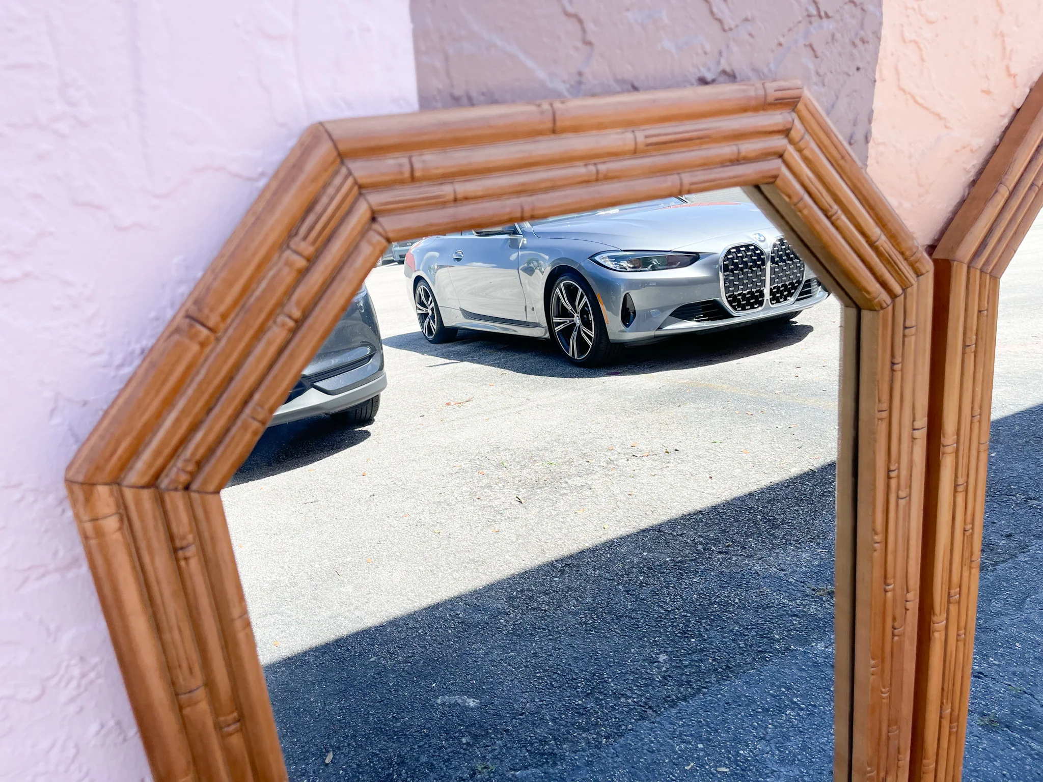 Pair of Natural Faux Bamboo Mirrors - Image 2