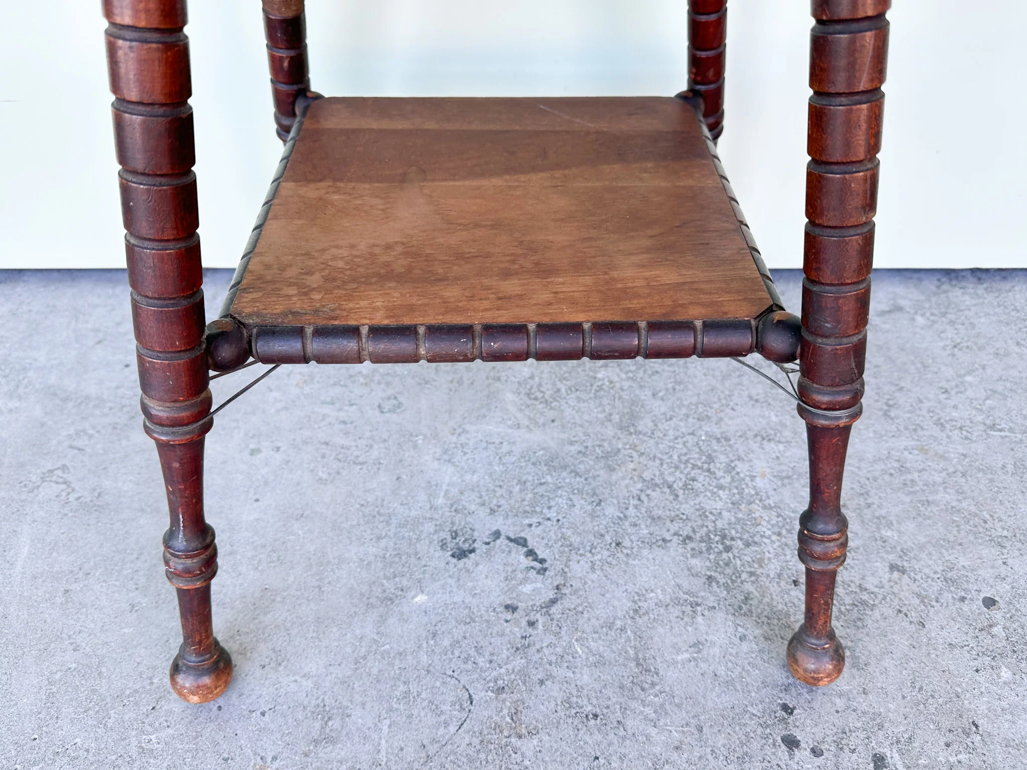Old Caribbean Style Wooden Spindle Side Table - Image 5