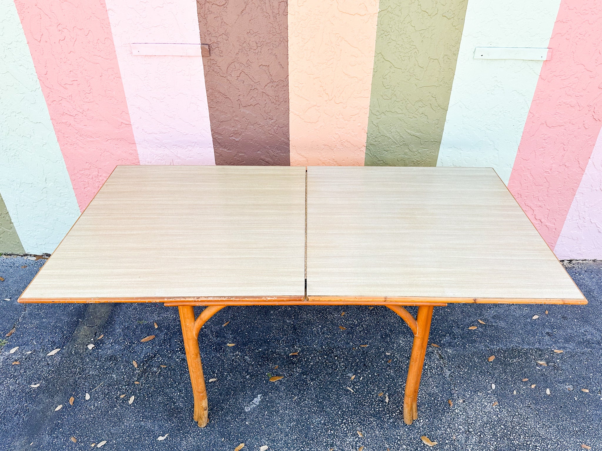Old Florida Flip Top Rattan Game Table - Image 11