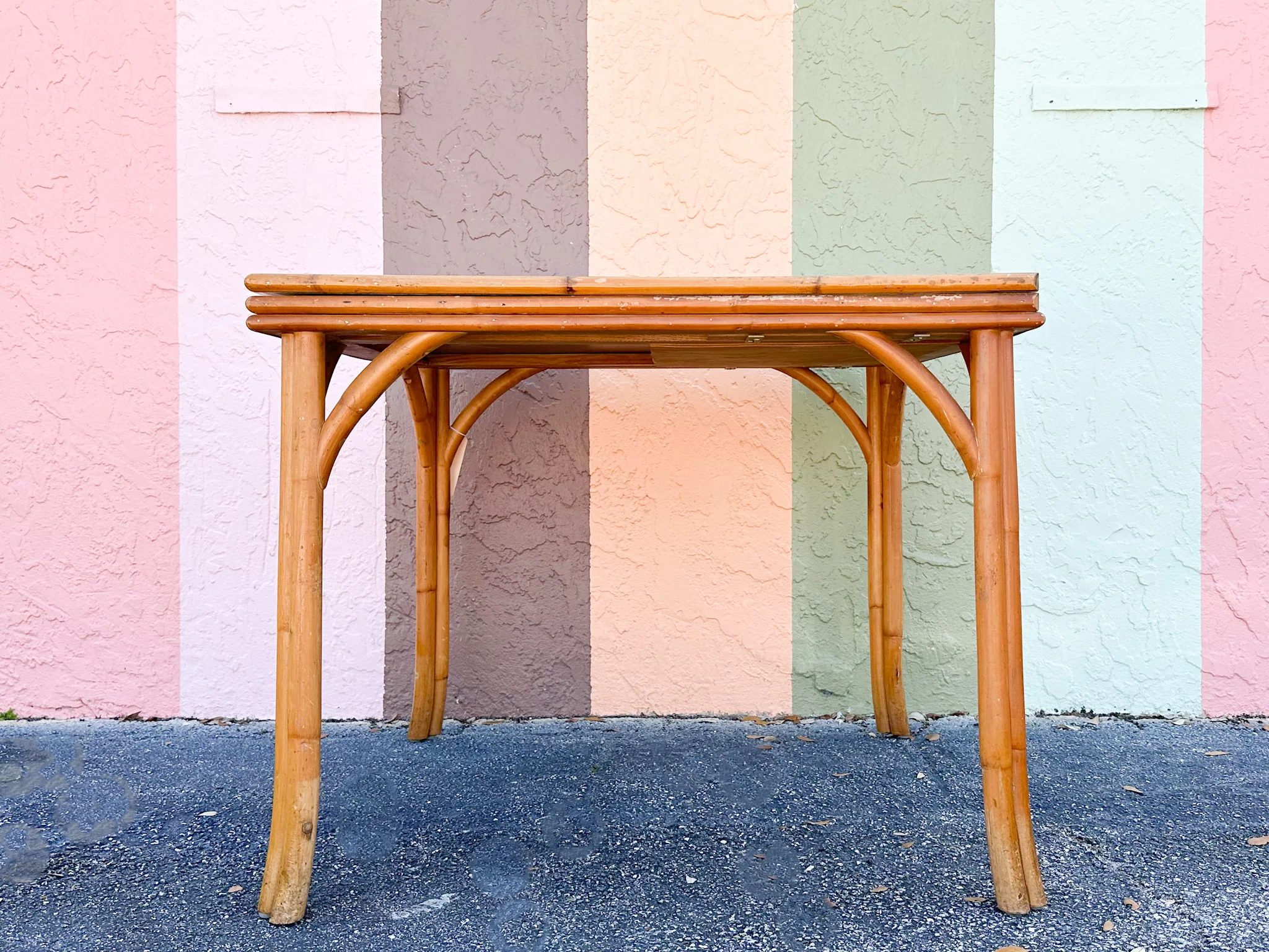 Old Florida Flip Top Rattan Game Table - Image 3