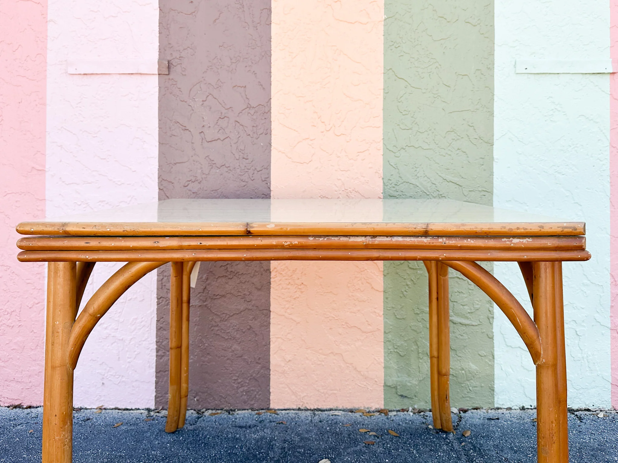 Old Florida Flip Top Rattan Game Table - Image 4