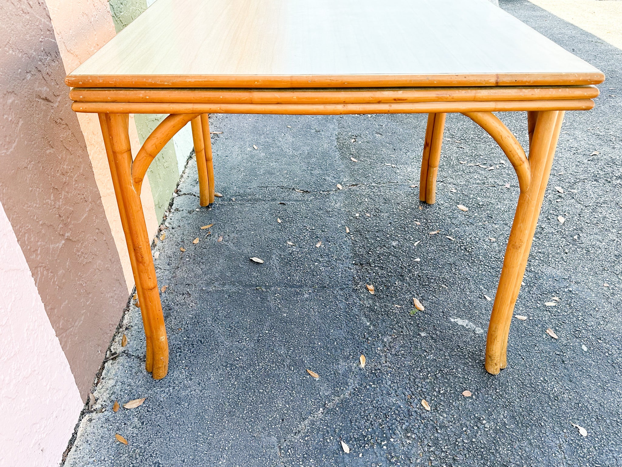 Old Florida Flip Top Rattan Game Table - Image 5