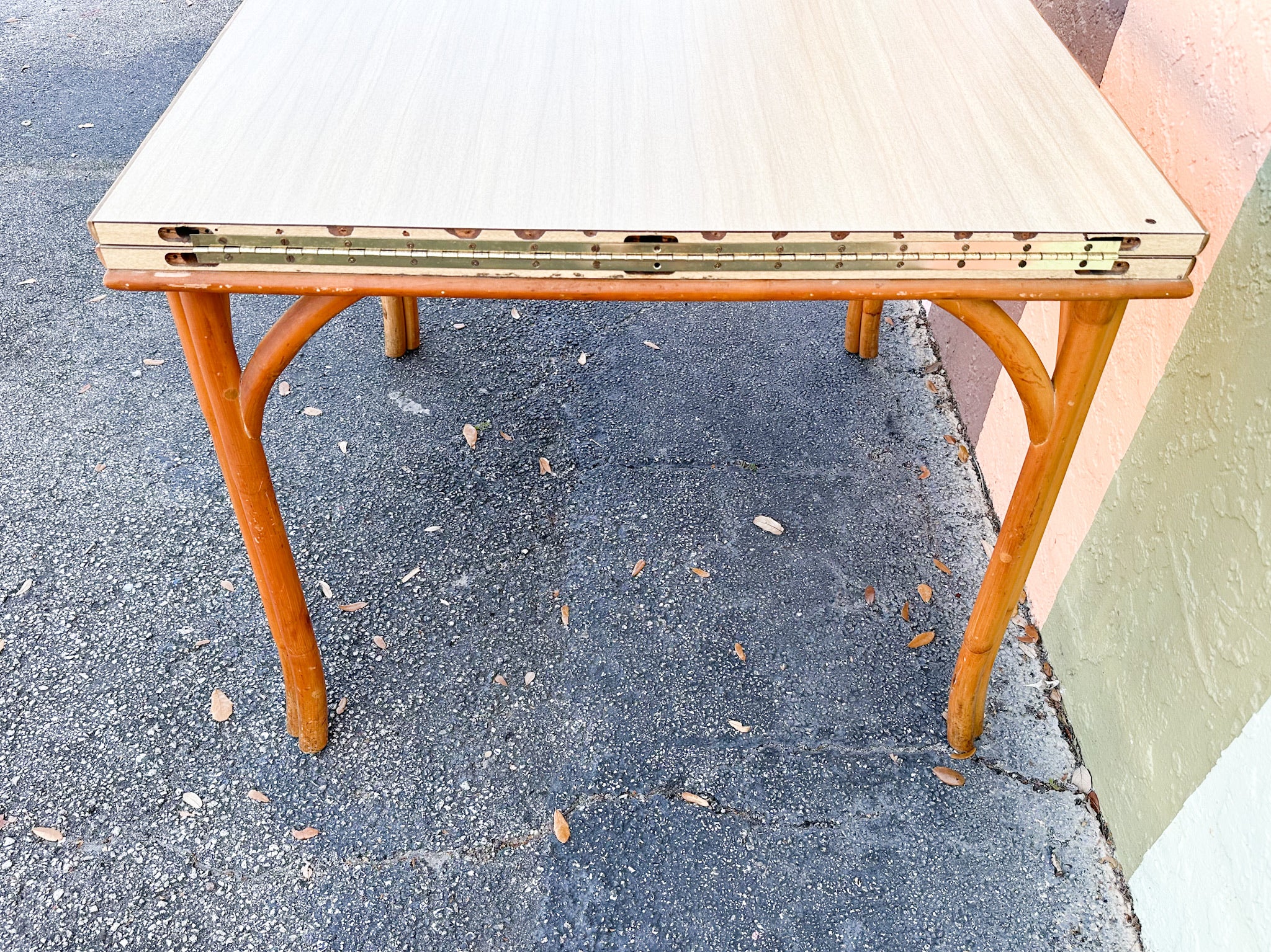 Old Florida Flip Top Rattan Game Table - Image 6