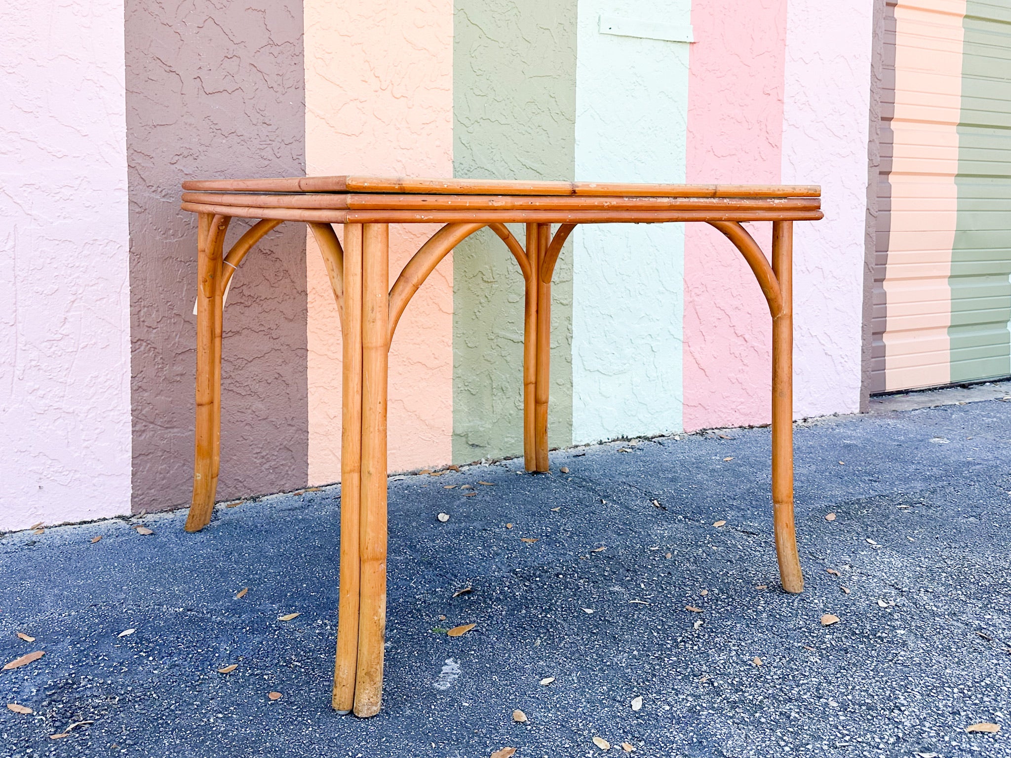 Old Florida Flip Top Rattan Game Table - Image 7