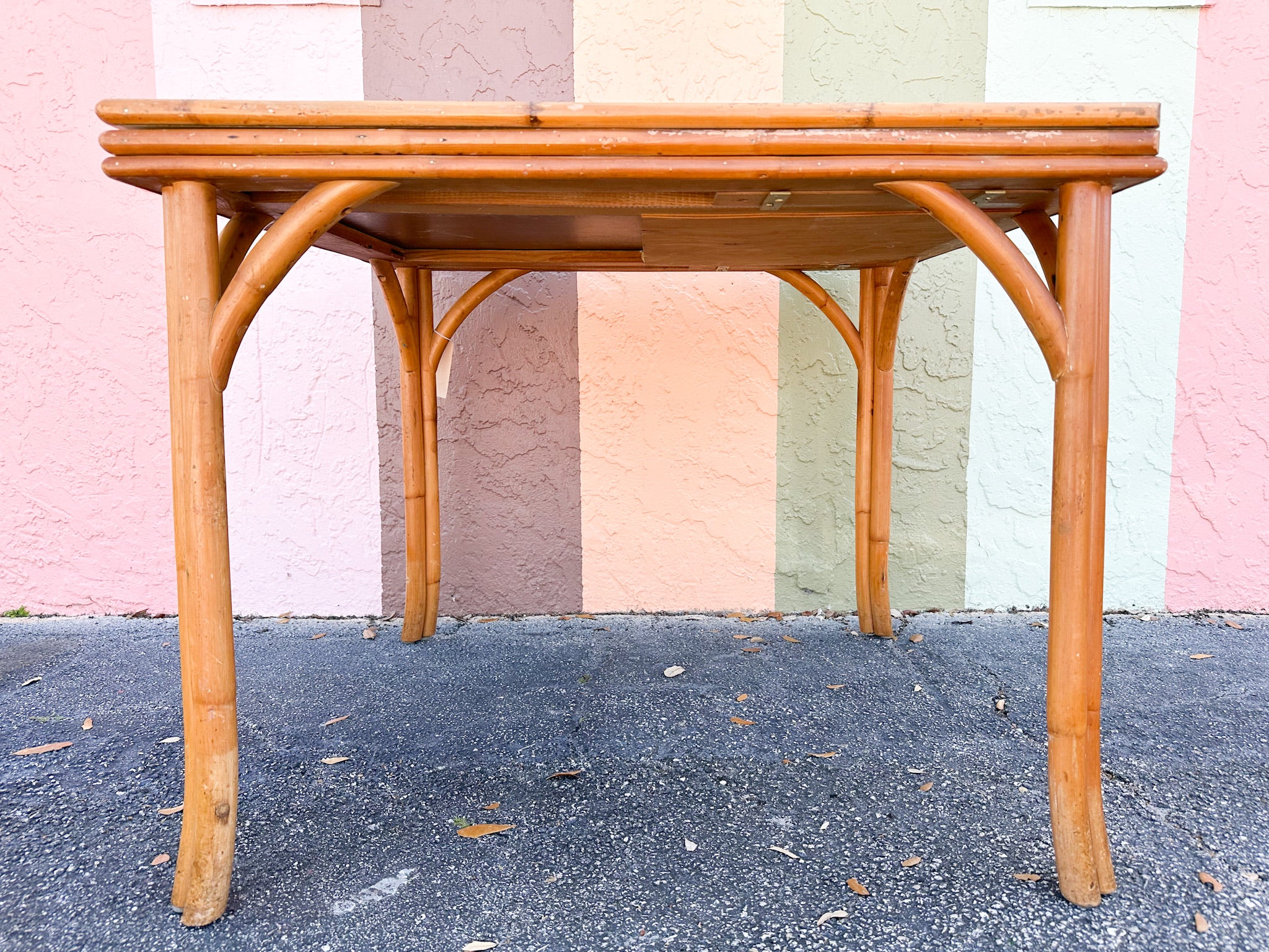 Old Florida Flip Top Rattan Game Table - Image 8