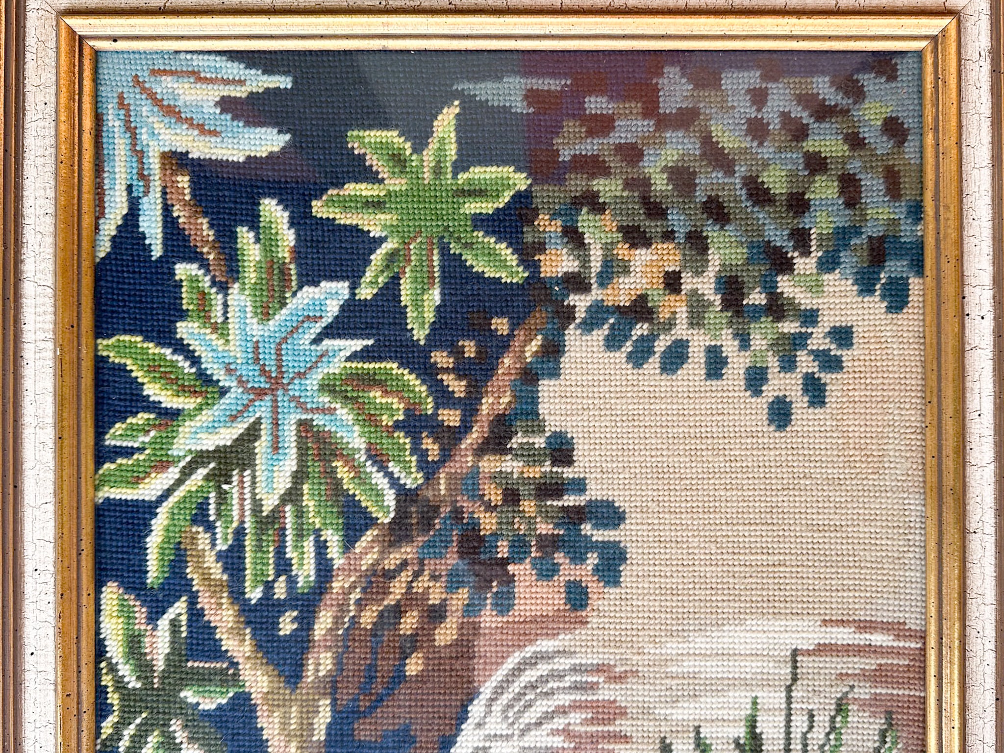 Old Florida Grey Heron Needlepoint Art - Image 4