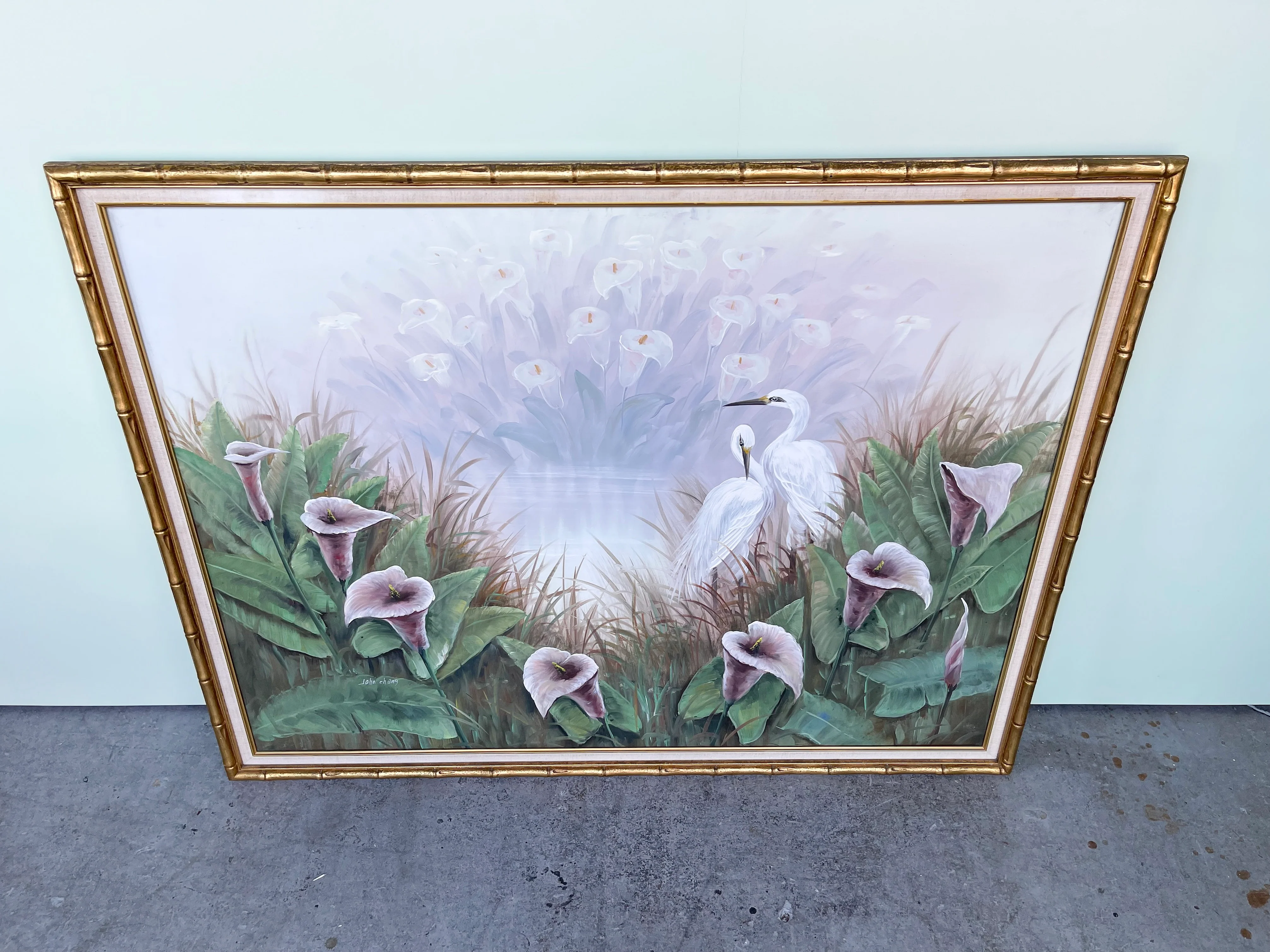 Old Florida Heron and Calla Lily Original Art - Image 2
