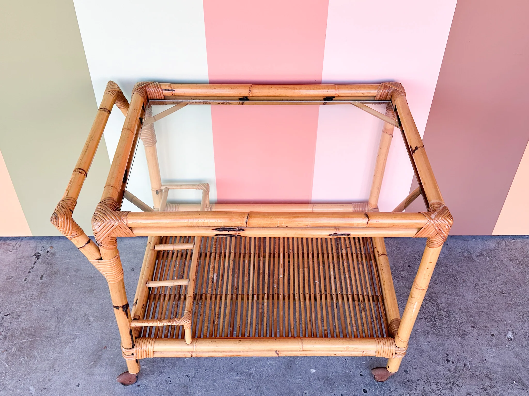 Old Florida Rattan Bar Cart - Image 10