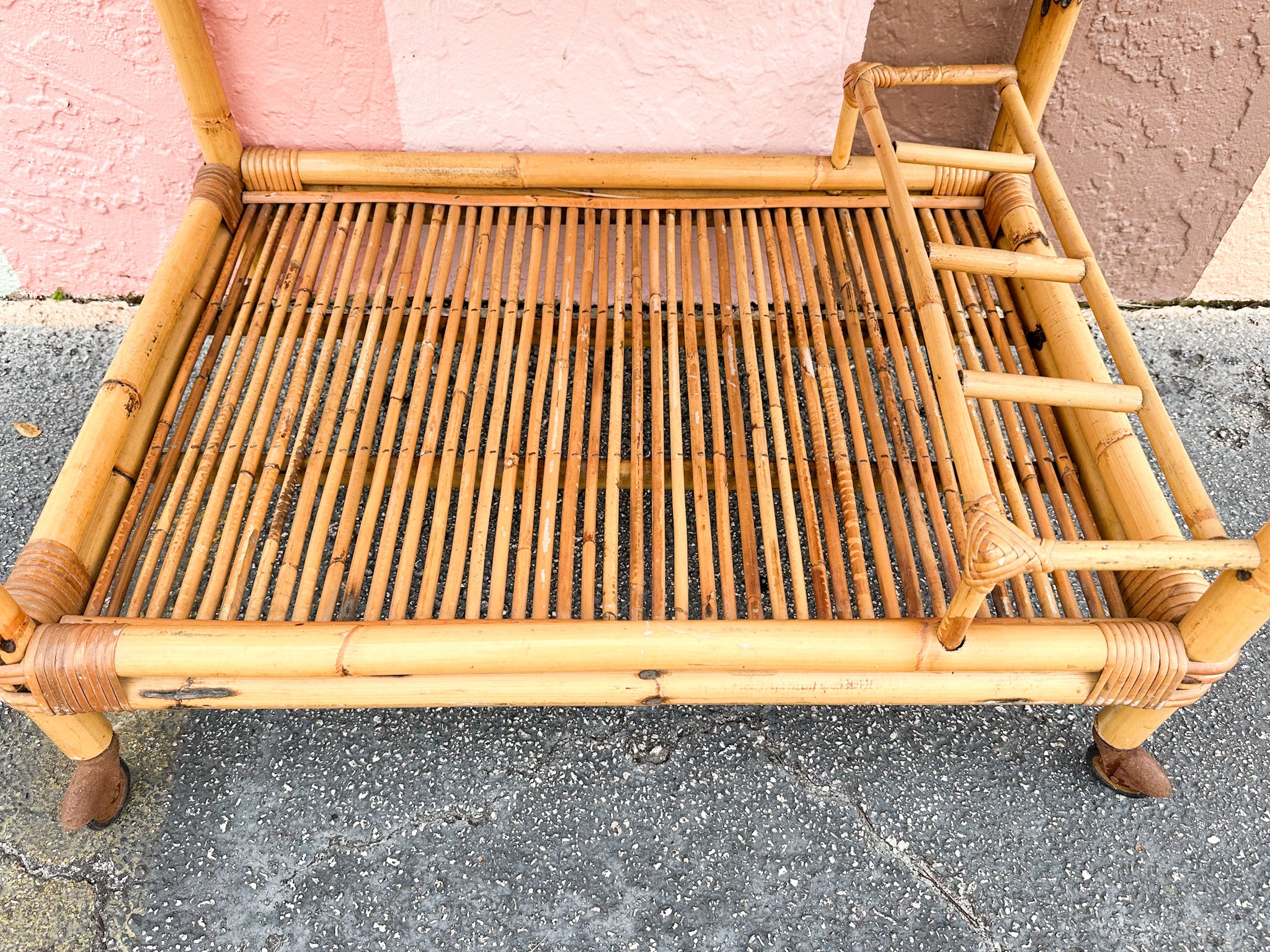 Old Florida Rattan Bar Cart - Image 6