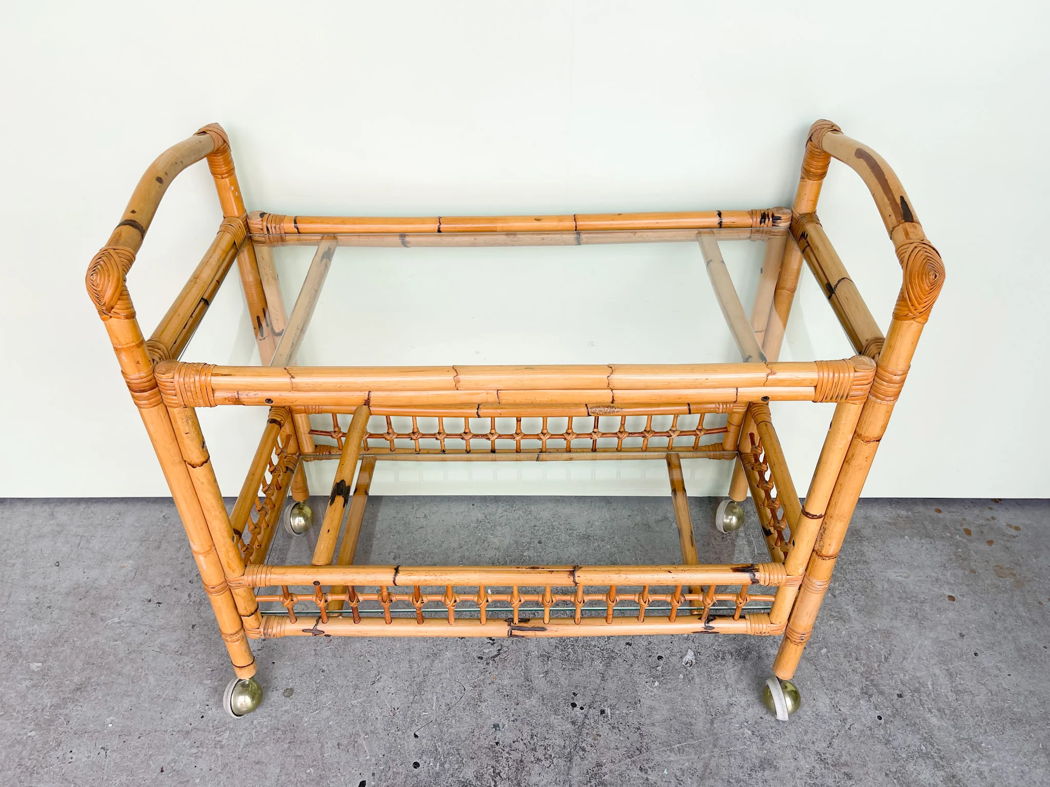 Old Florida Rattan Bar Cart - Image 2
