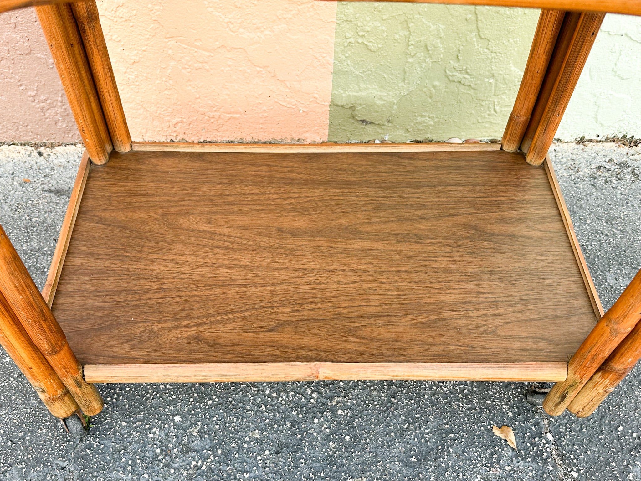 Old Florida Rattan Bar Cart with Removeable Tray - Image 6
