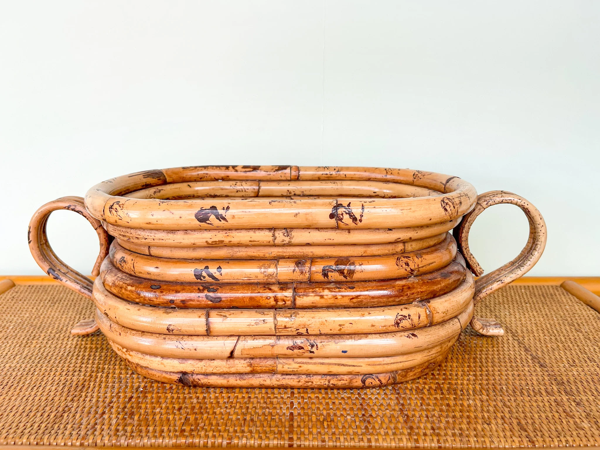 Old Florida Rattan Cachepot