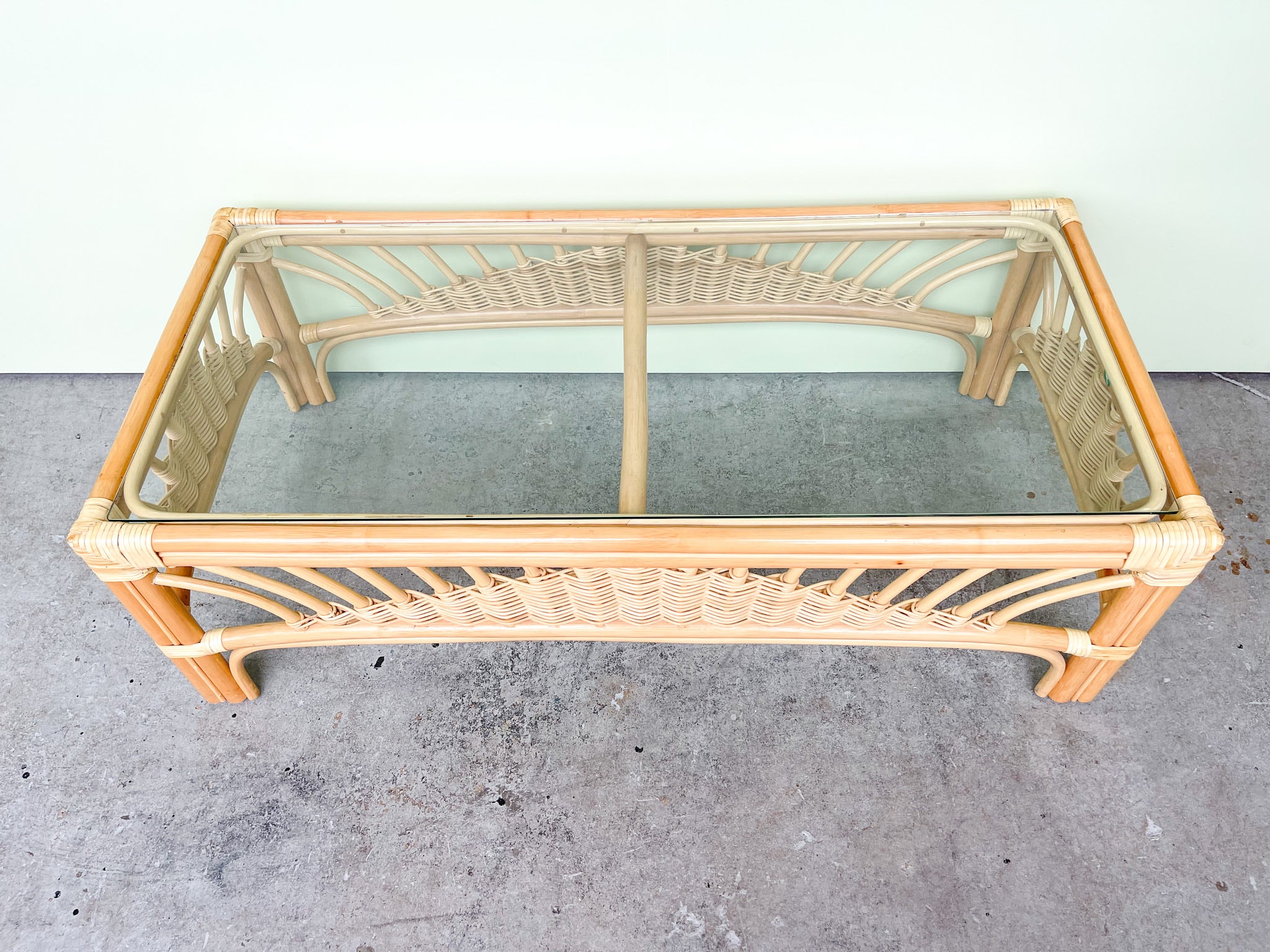 Old Florida Rattan Coffee Table - Image 2