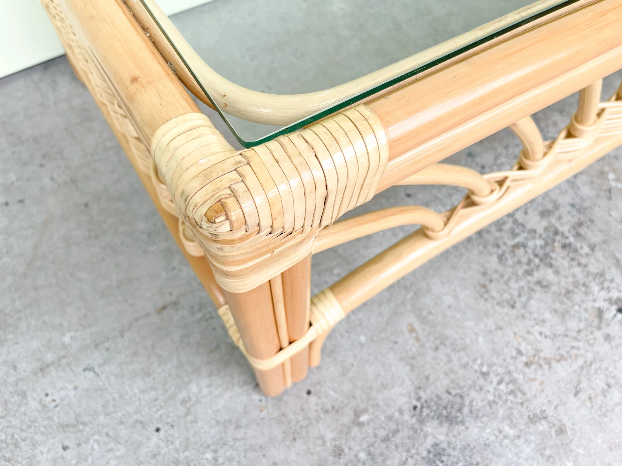 Old Florida Rattan Coffee Table - Image 5