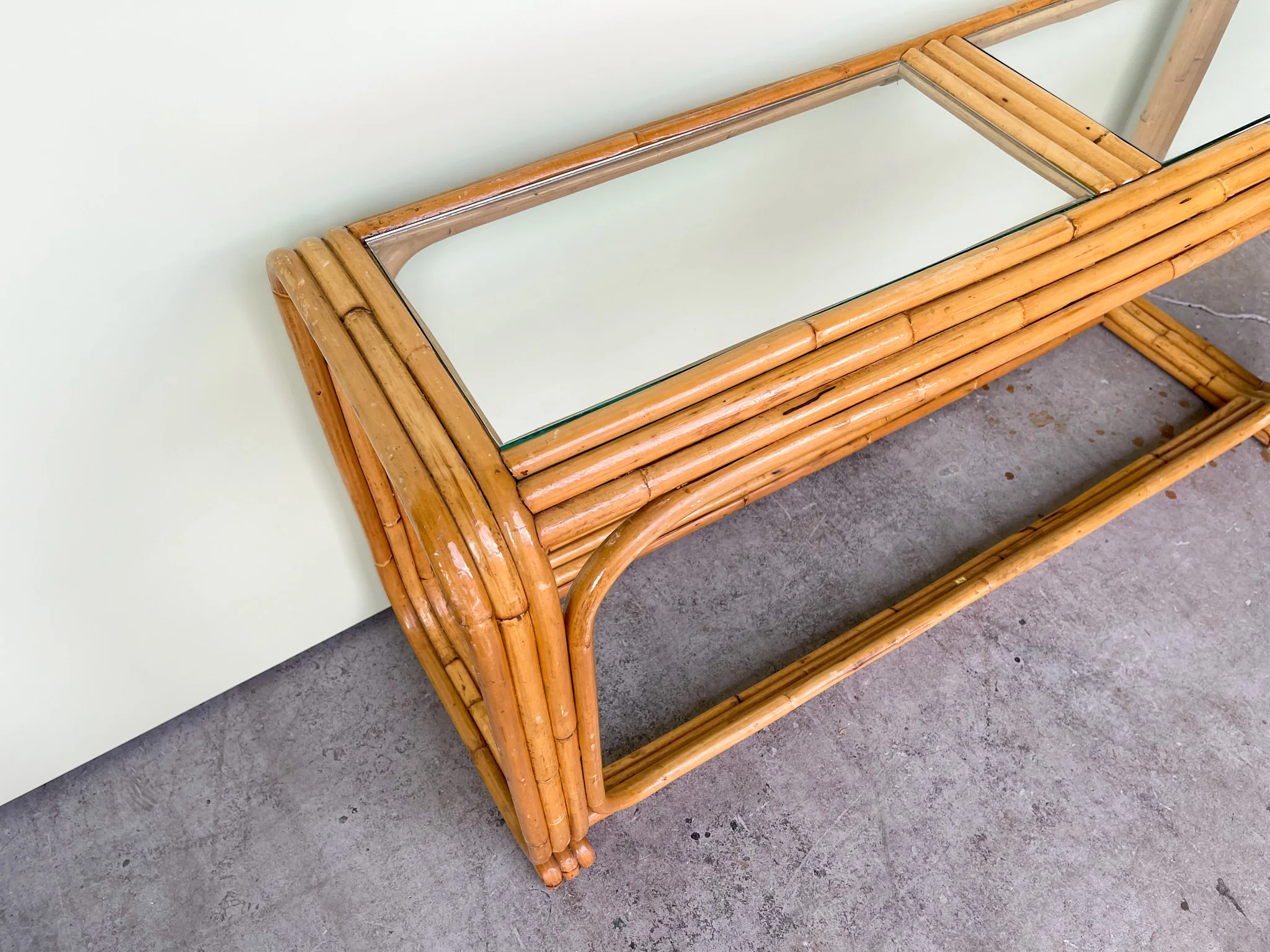 Old Florida Rattan Console - Image 6