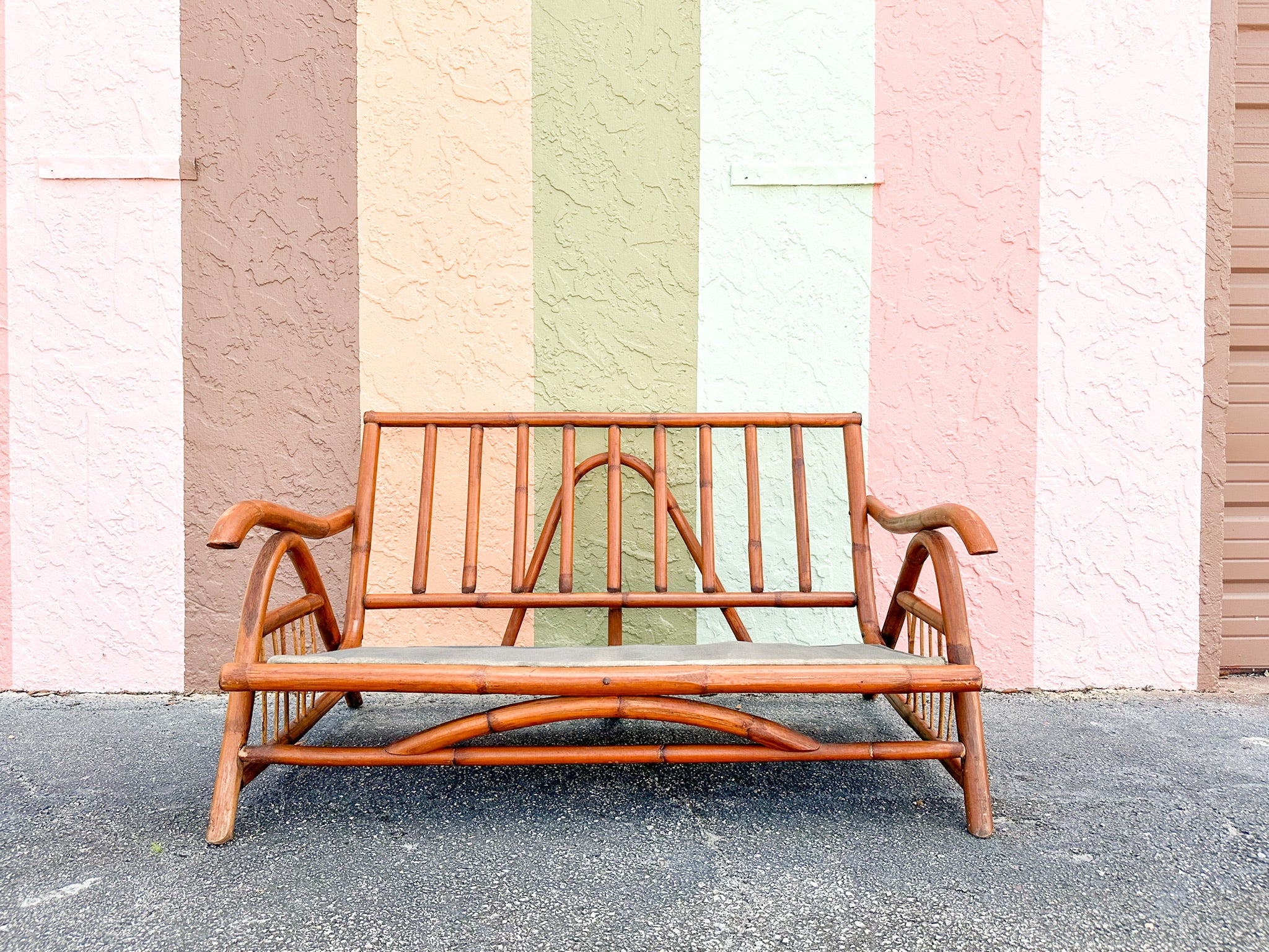 Old Florida Rattan Loveseat - Image 3