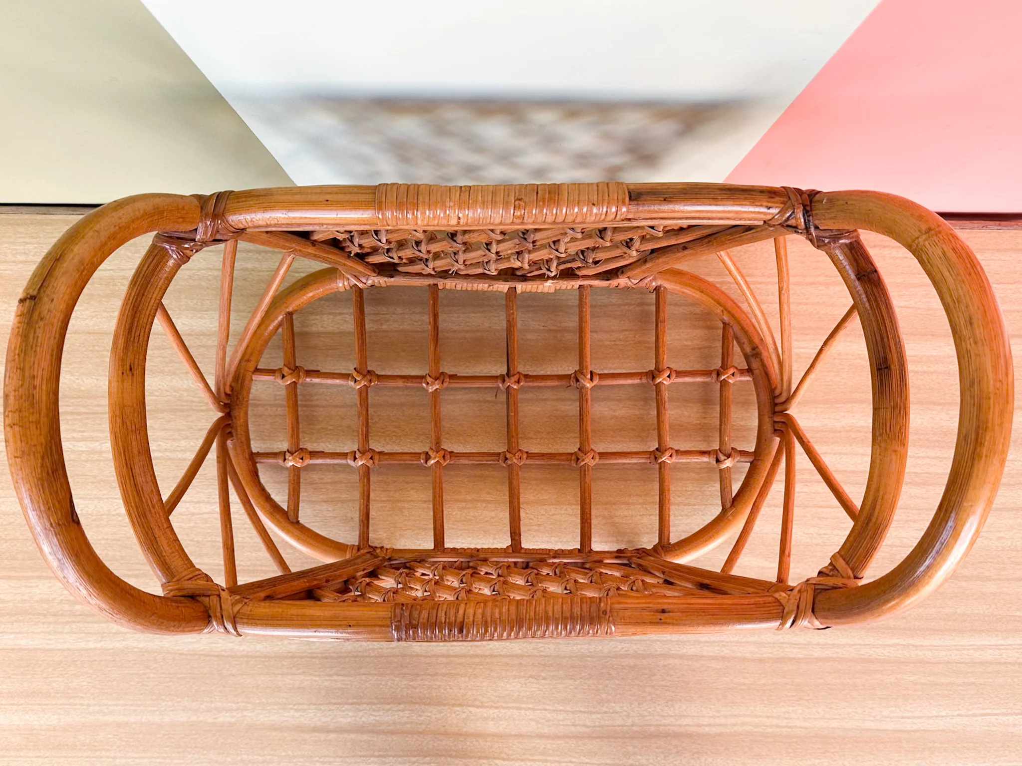Old Florida Rattan Magazine Rack - Image 5