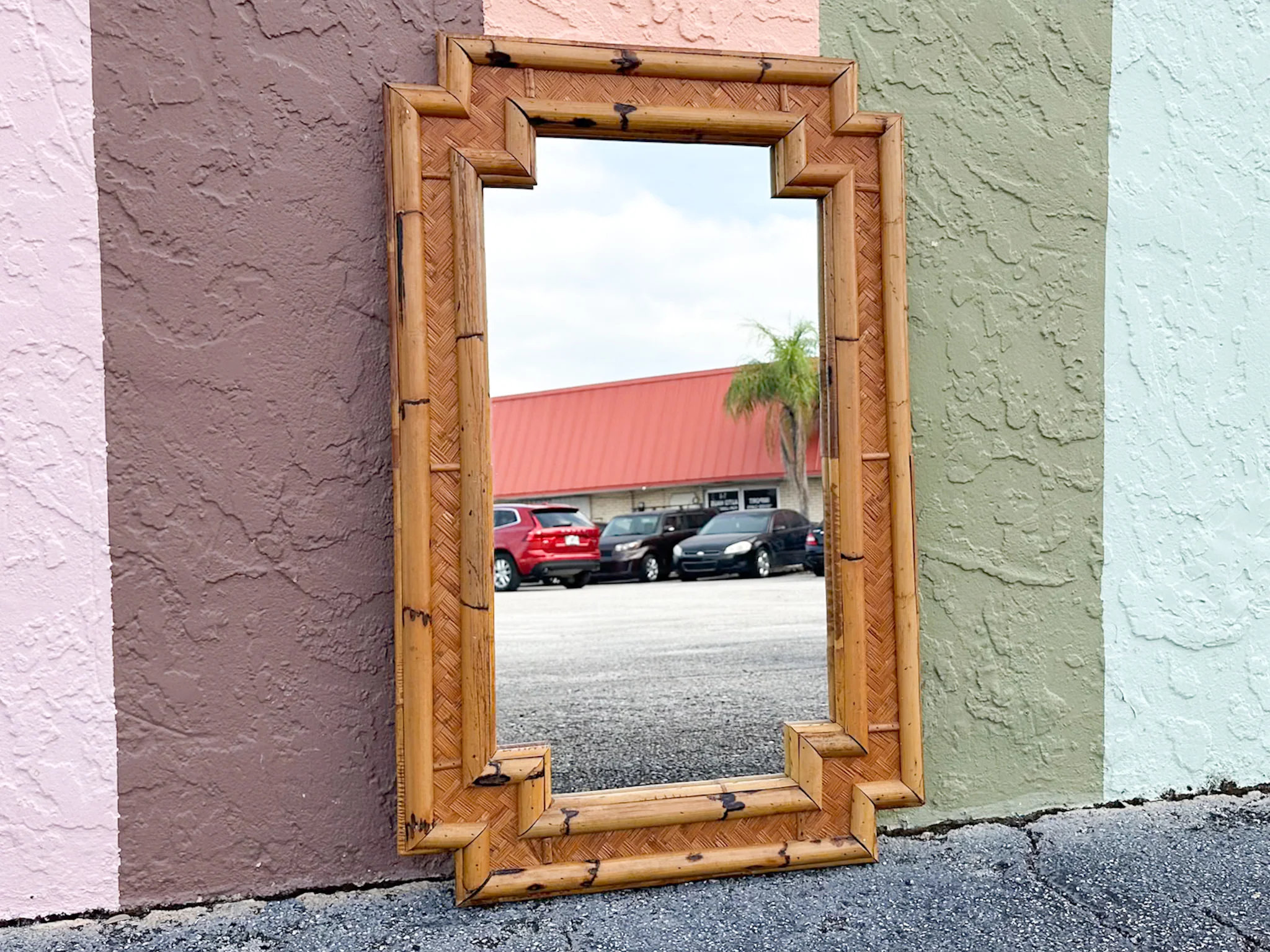 Old Florida Rattan Mirror - Image 2