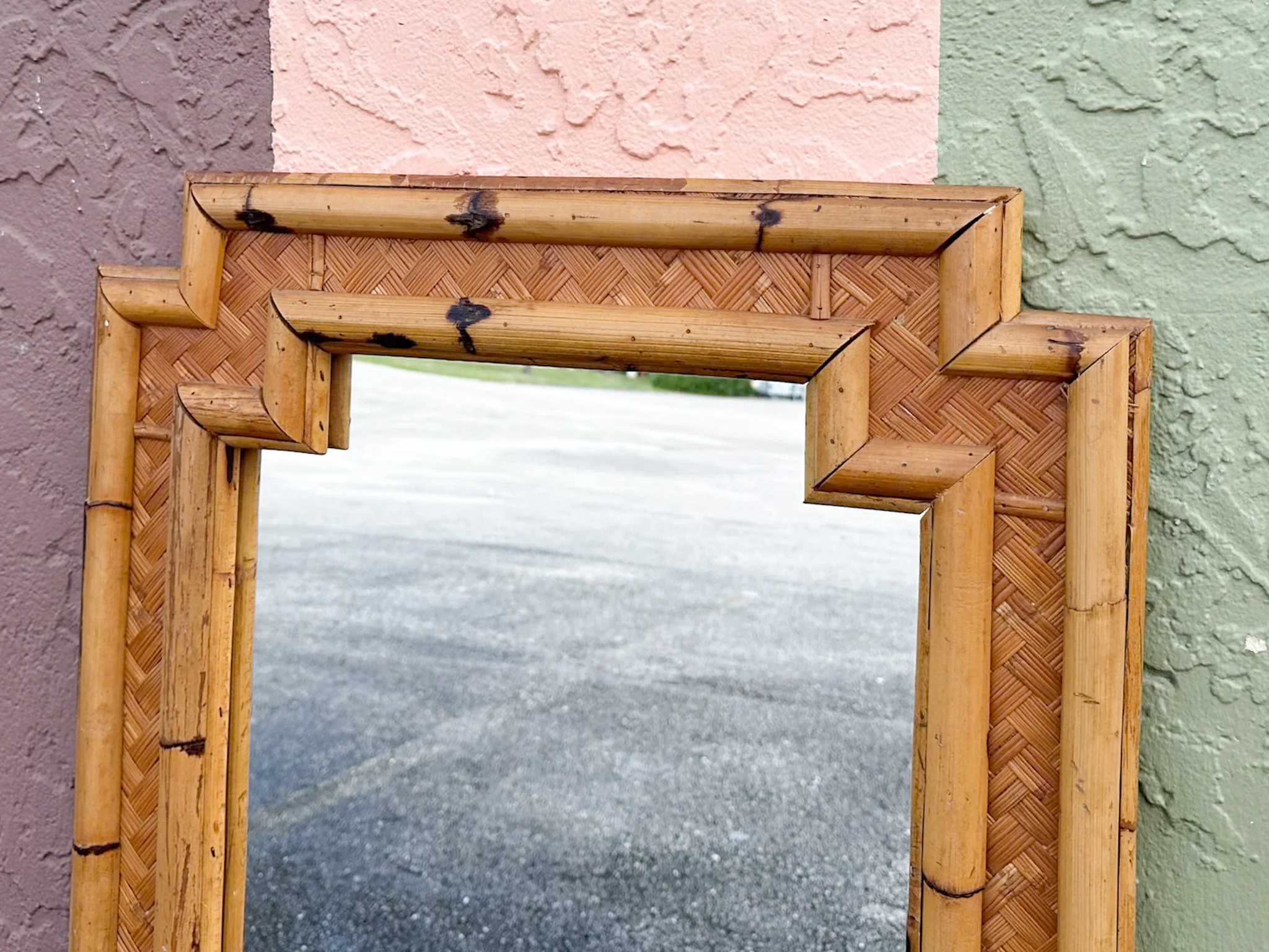 Old Florida Rattan Mirror - Image 4