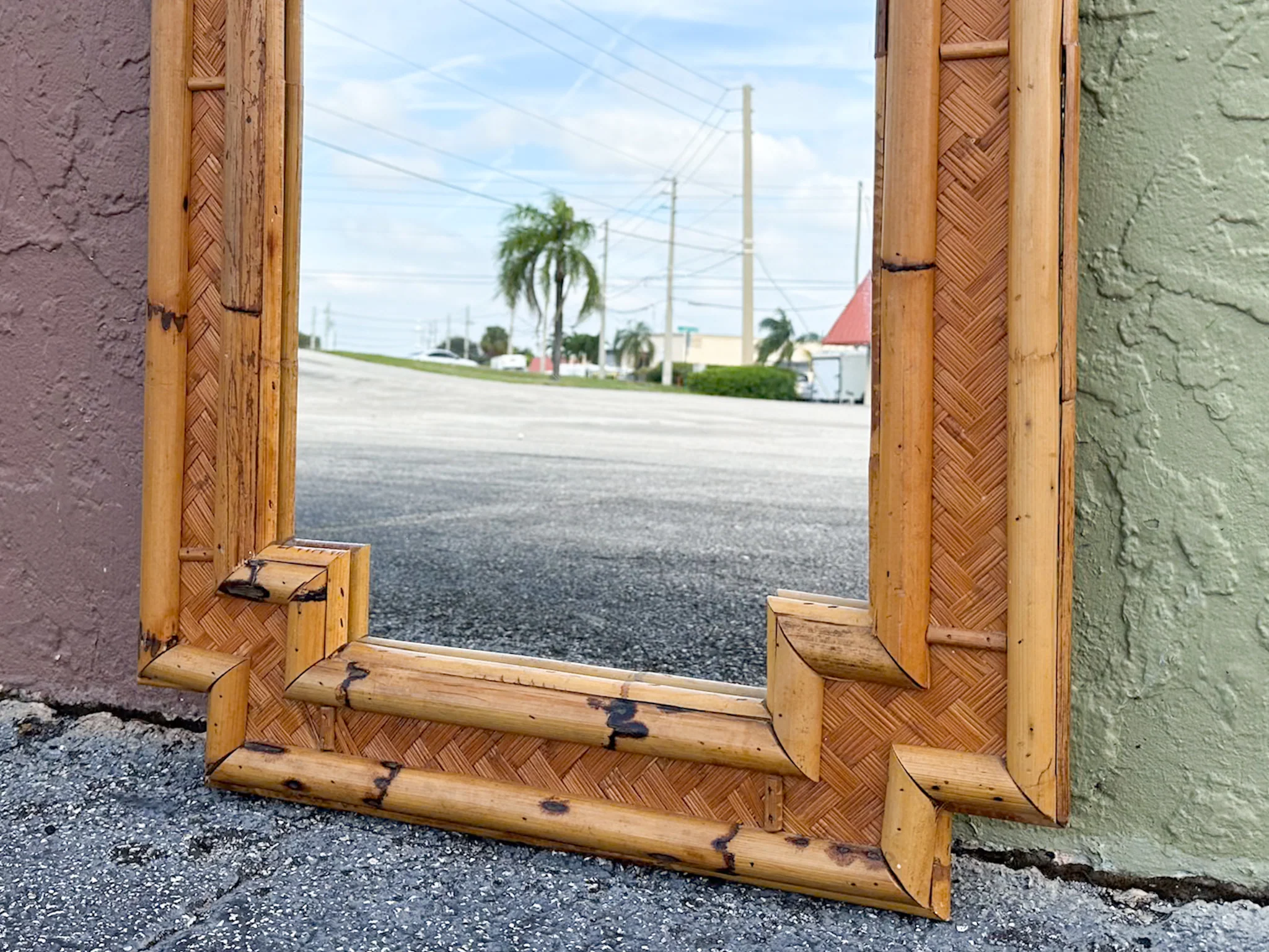 Old Florida Rattan Mirror - Image 5