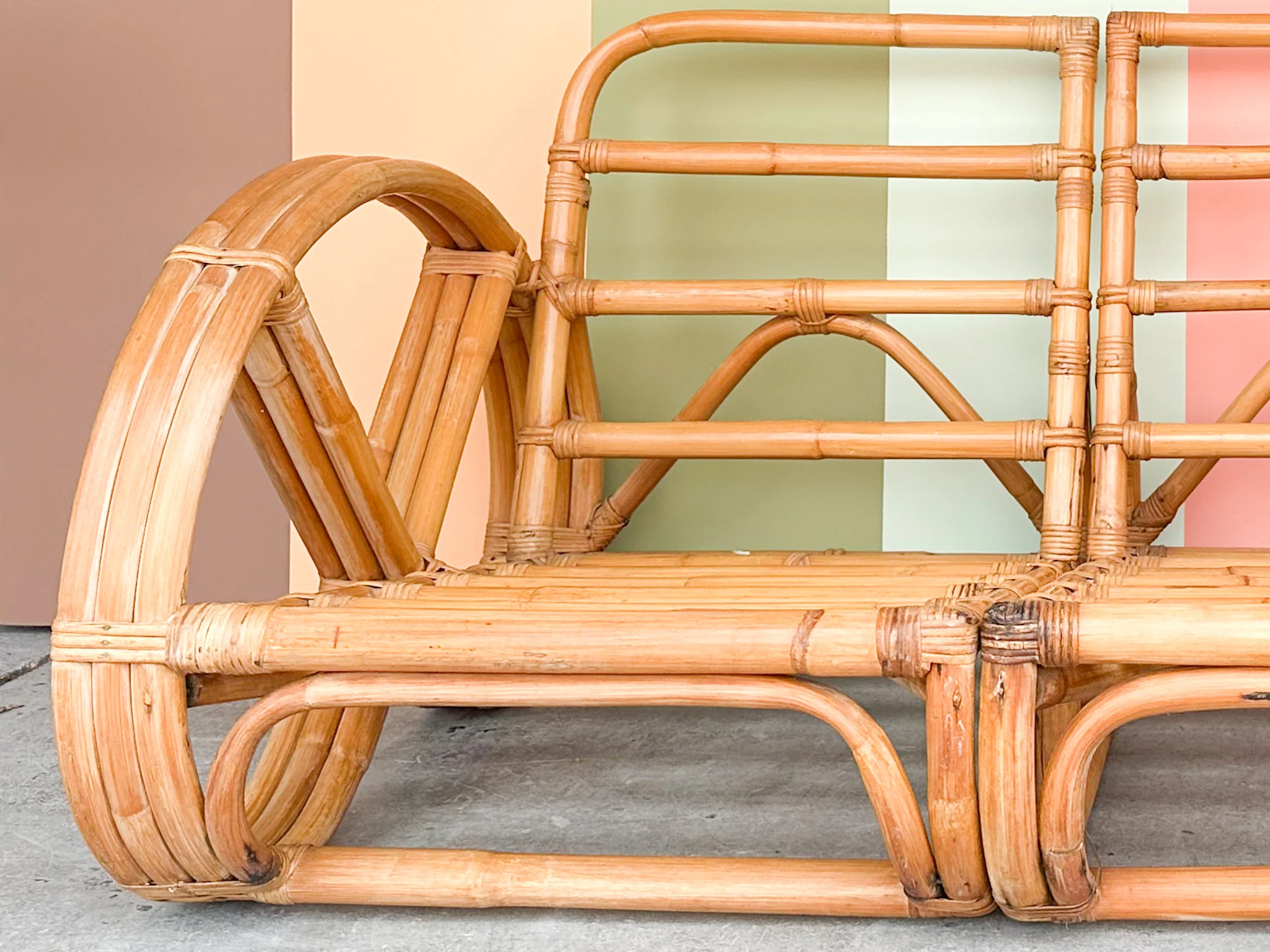 Old Florida Rattan Pretzel Sofa - Image 8